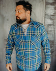 Ultra Heavy Flannel Tartan Check Western Shirt - Blue