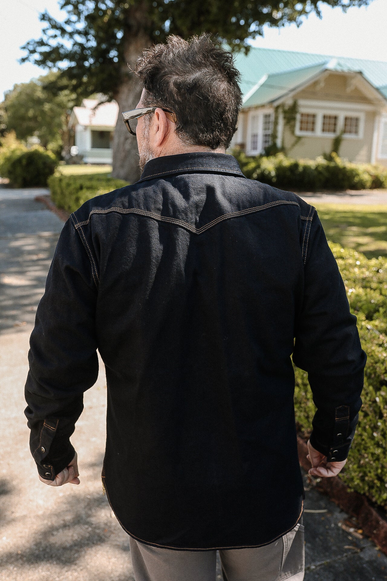 12oz Selvedge Denim Western Shirt - Indigo Overdyed Black IHSH-33-OD