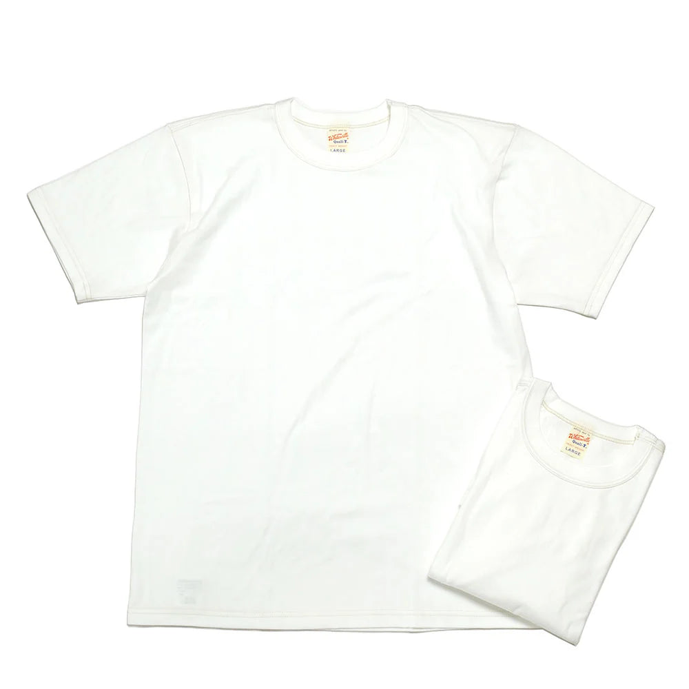 Two white t-shirts on a white background