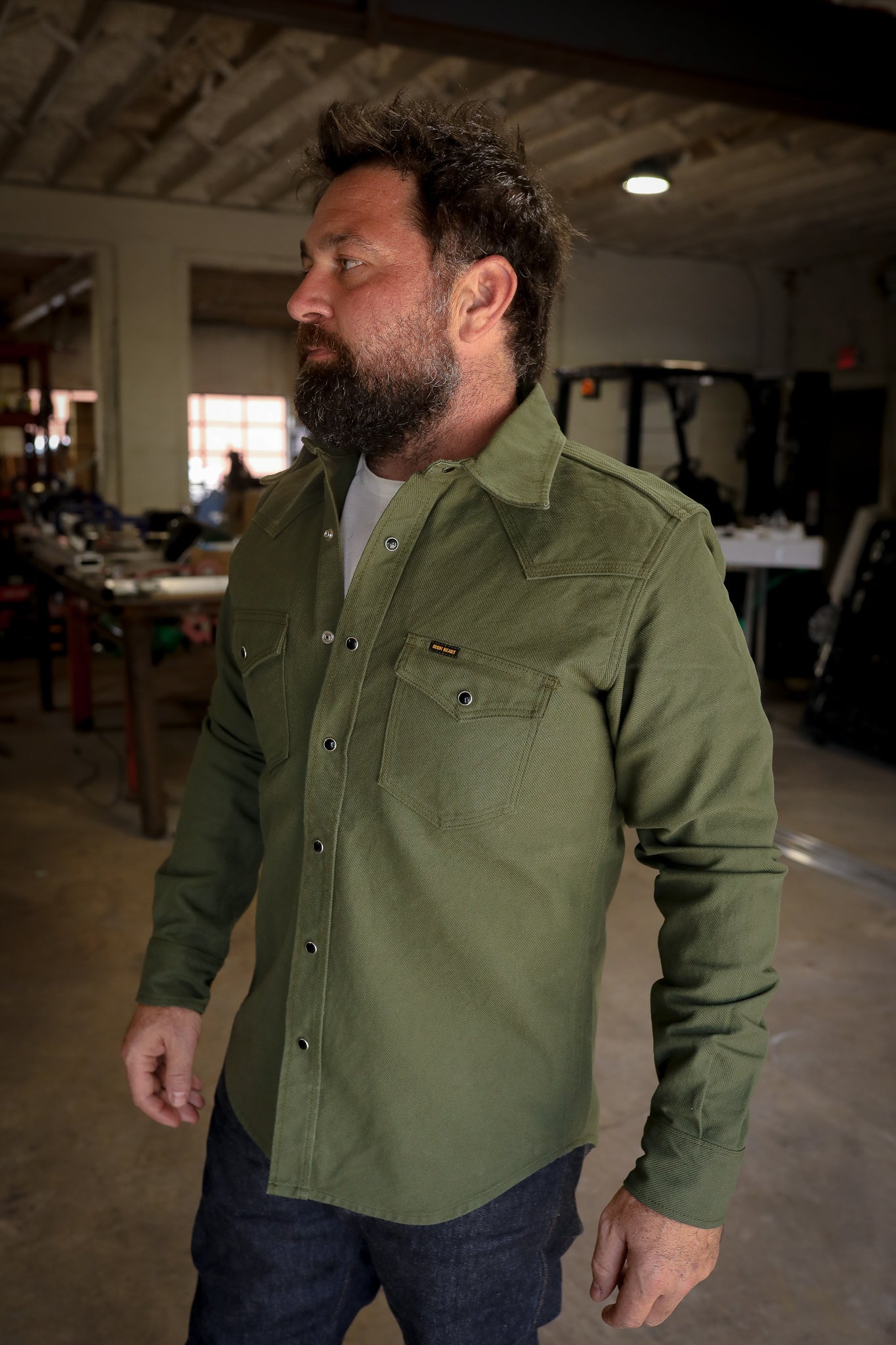 13oz Military Serge Western Shirt - Olive