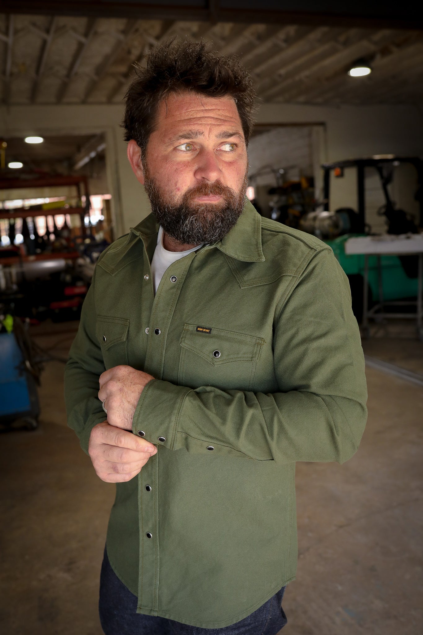 13oz Military Serge Western Shirt - Olive