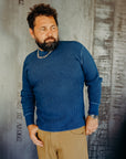 1301 Waffle Knit Long Sleeved Crew Neck Thermal Top - Indigo Dyed