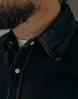 12oz Selvedge Denim Work Shirt With Snaps - Indigo Overdyed Black