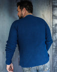 1301 Waffle Knit Long Sleeved Crew Neck Thermal Top - Indigo Dyed