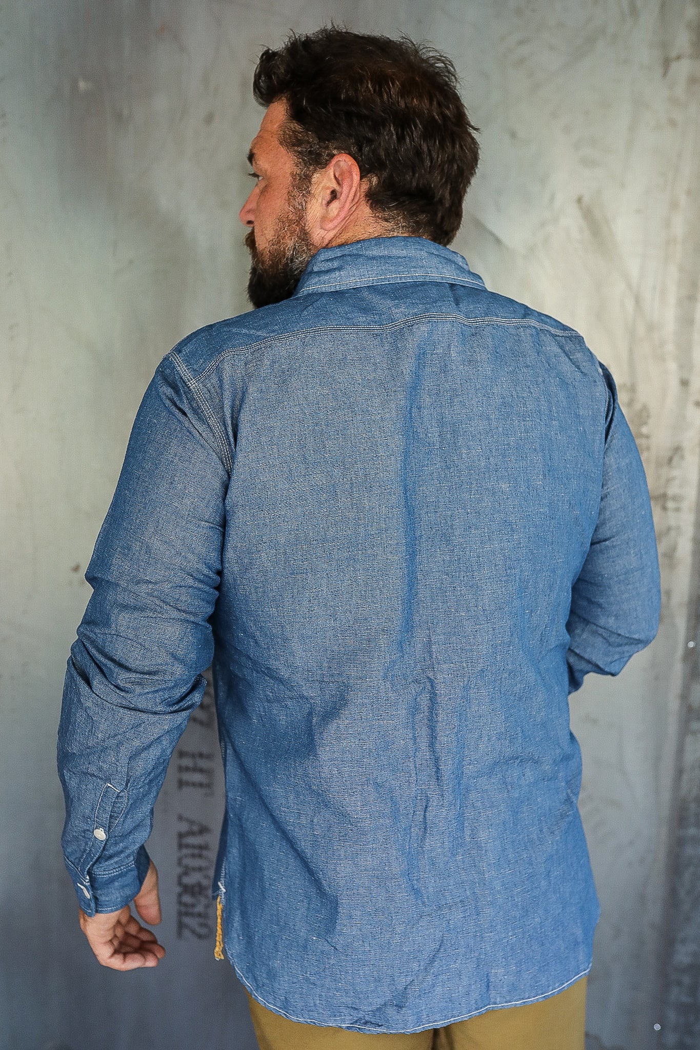 5oz Selvedge Cotton Linen Chambray Work Shirt - Indigo