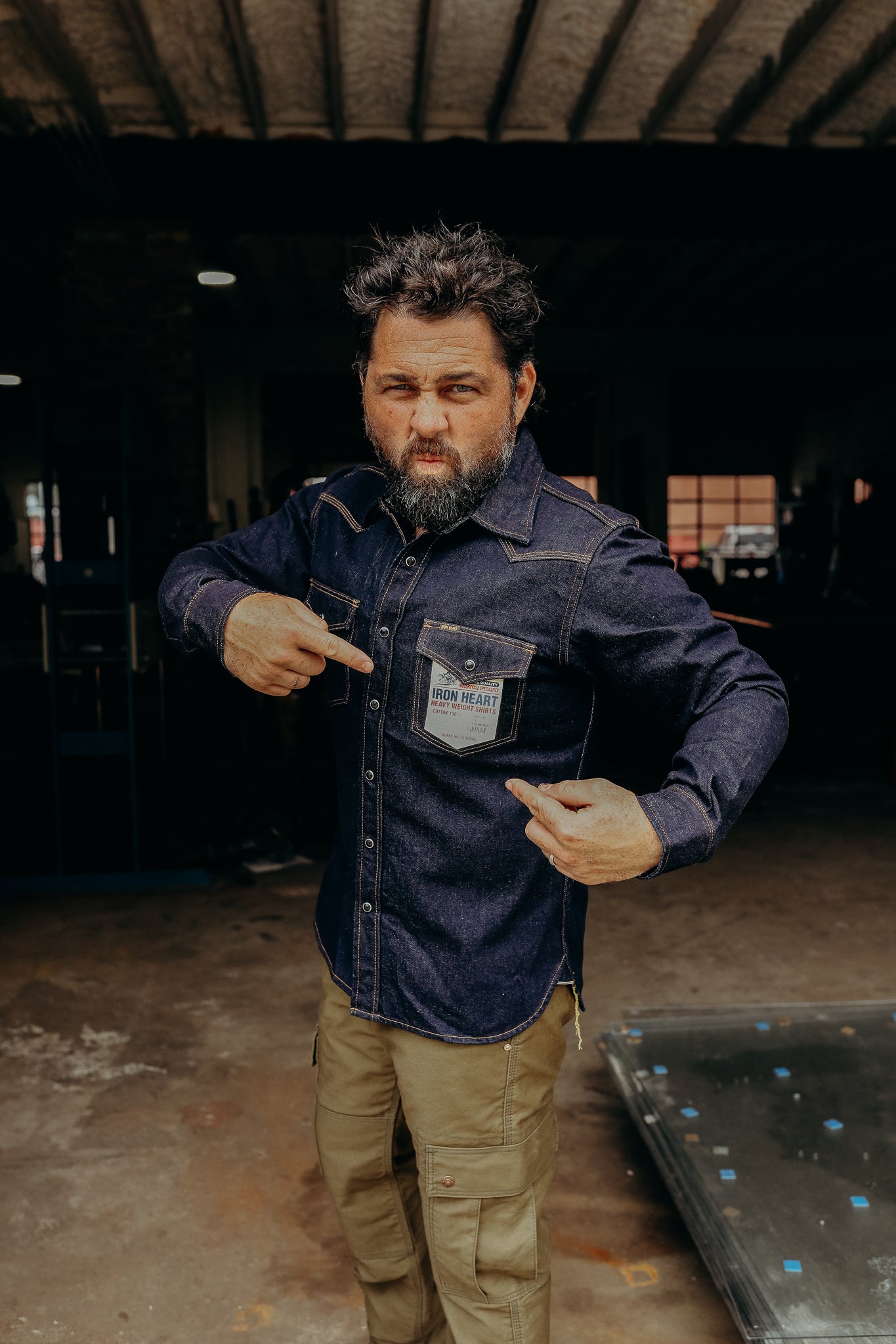 12oz Selvedge Denim Western Shirt - Indigo IHSH-33-IND – Iron Shop
