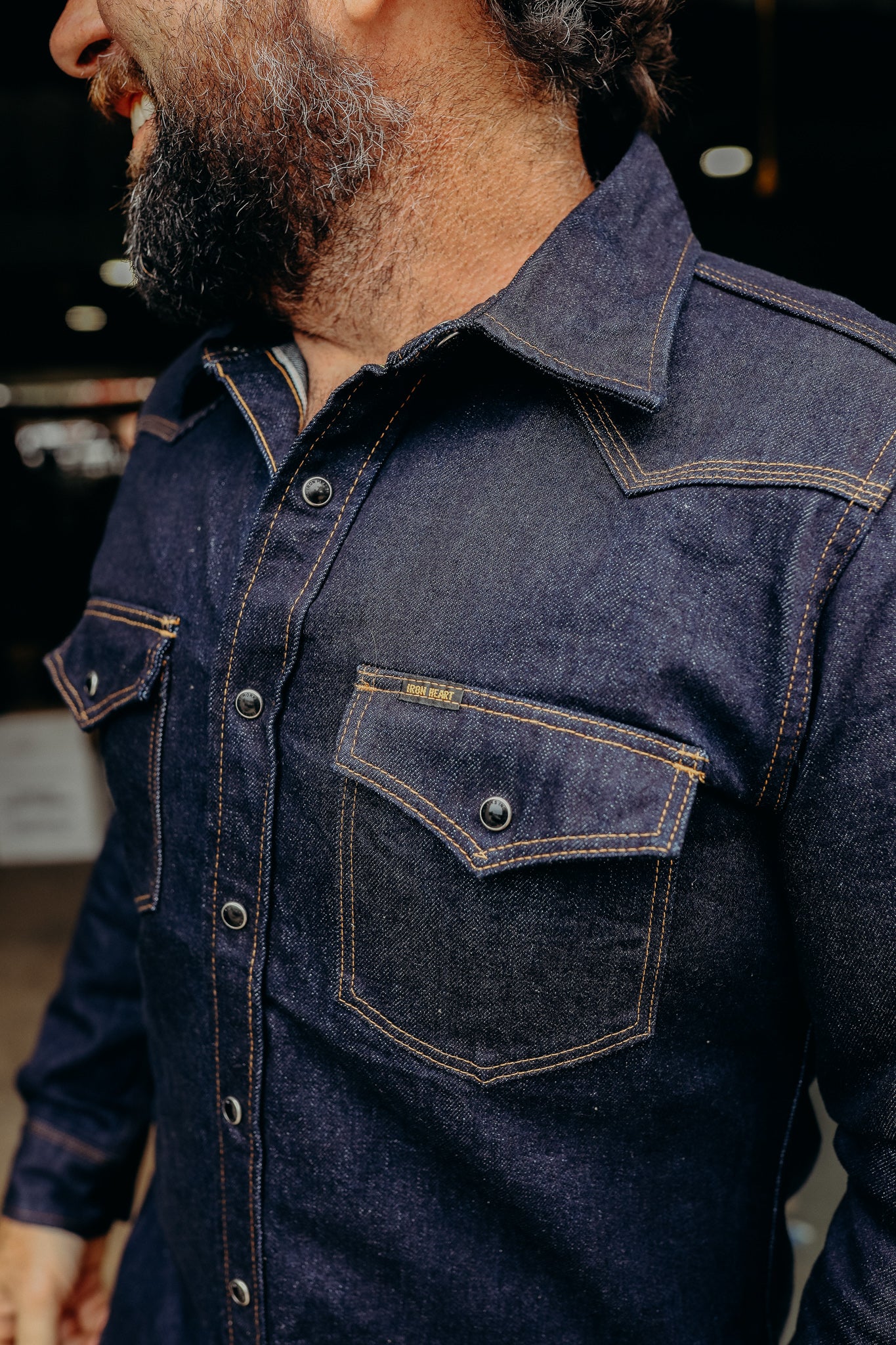 12oz Selvedge Denim Western Shirt - Indigo IHSH-33-IND – Iron Shop