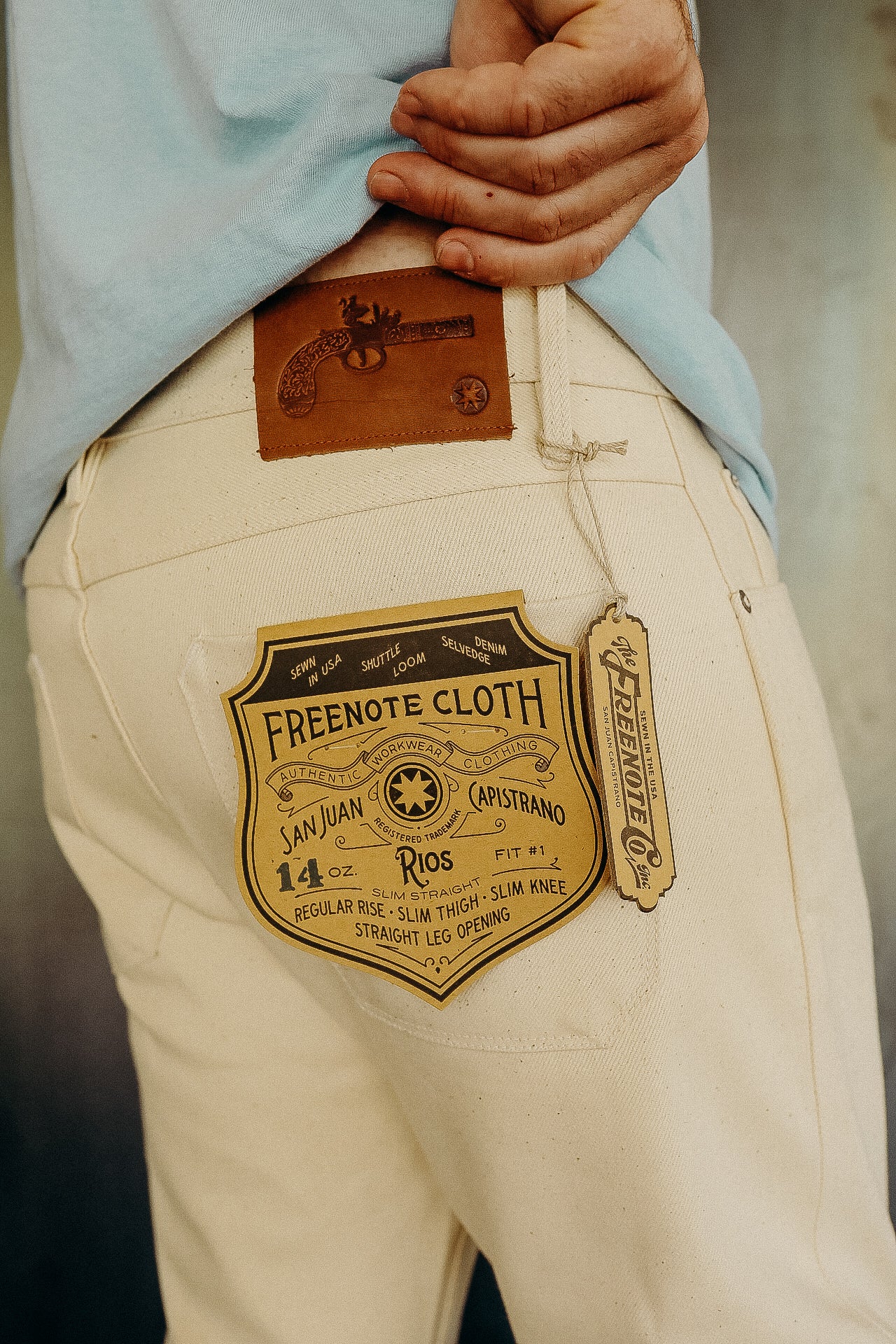 Rios 14oz Ecru Denim Slim Straight