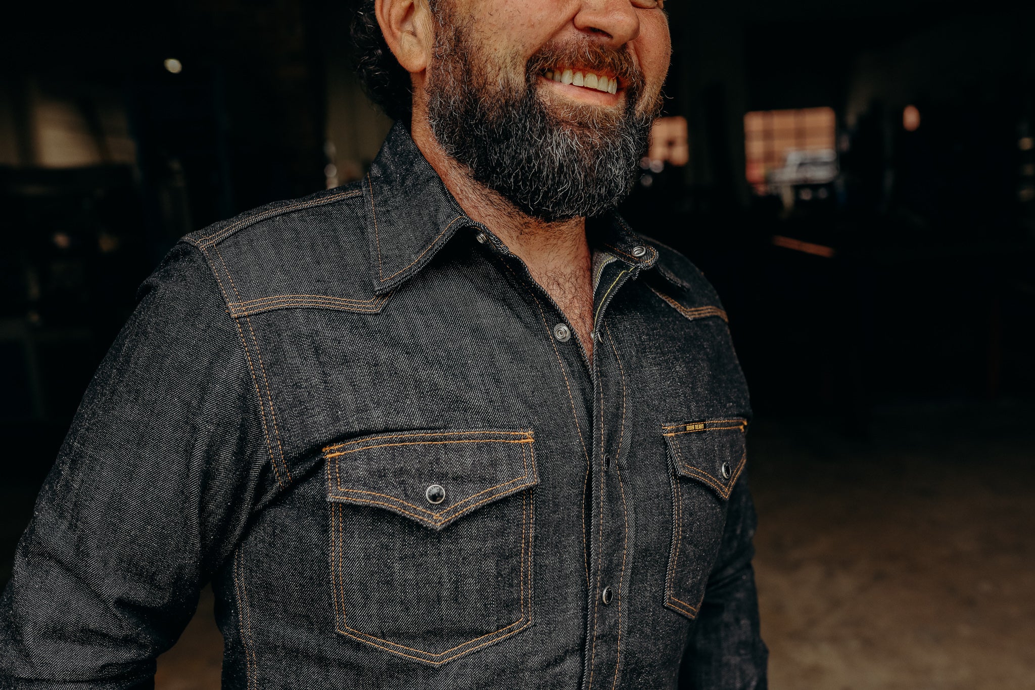 12oz Selvedge Denim Western Shirt - Black