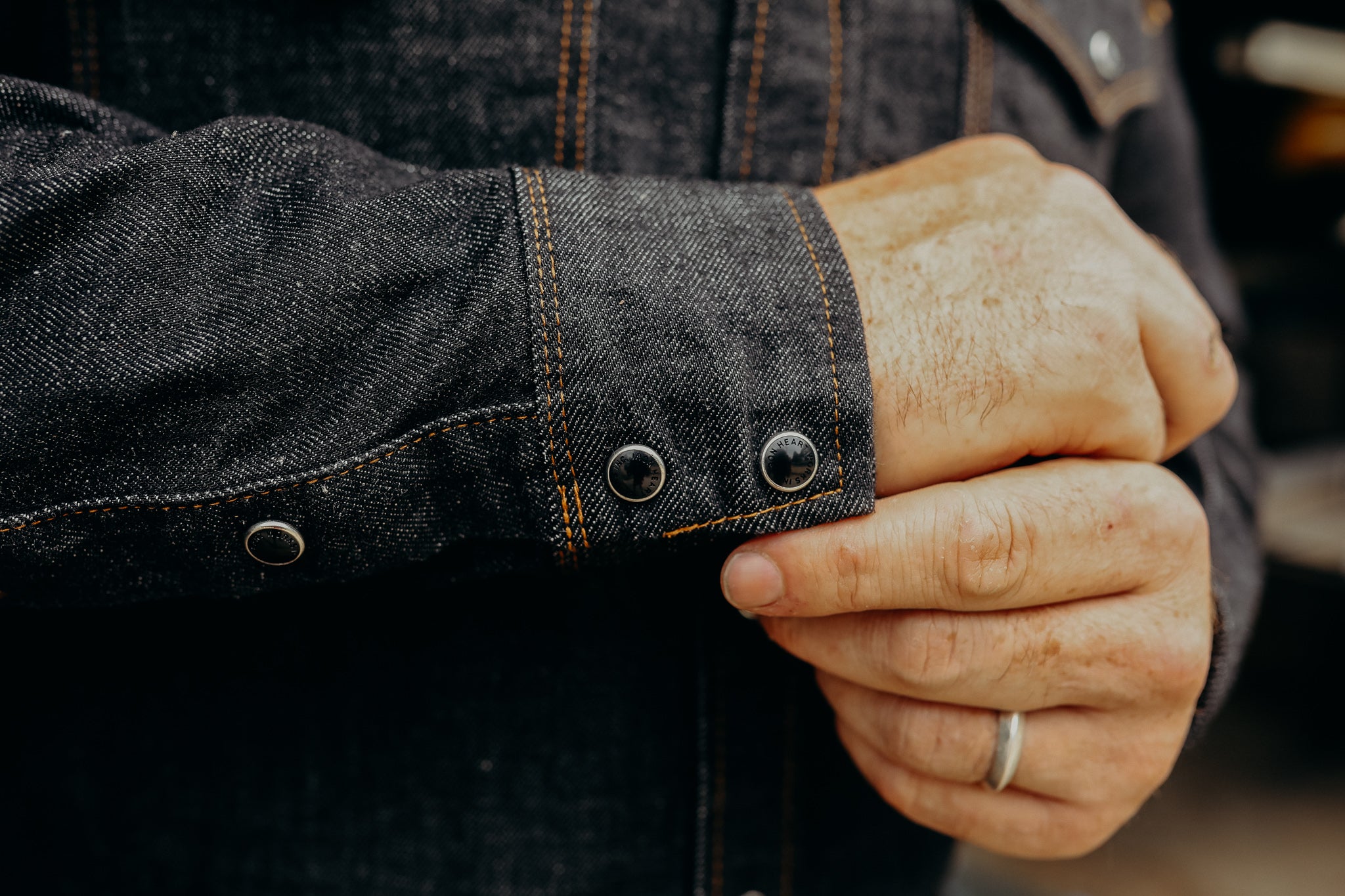 12oz Selvedge Denim Western Shirt - Black