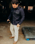 12oz Selvedge Denim Western Shirt With Tonal Stitching - Indigo