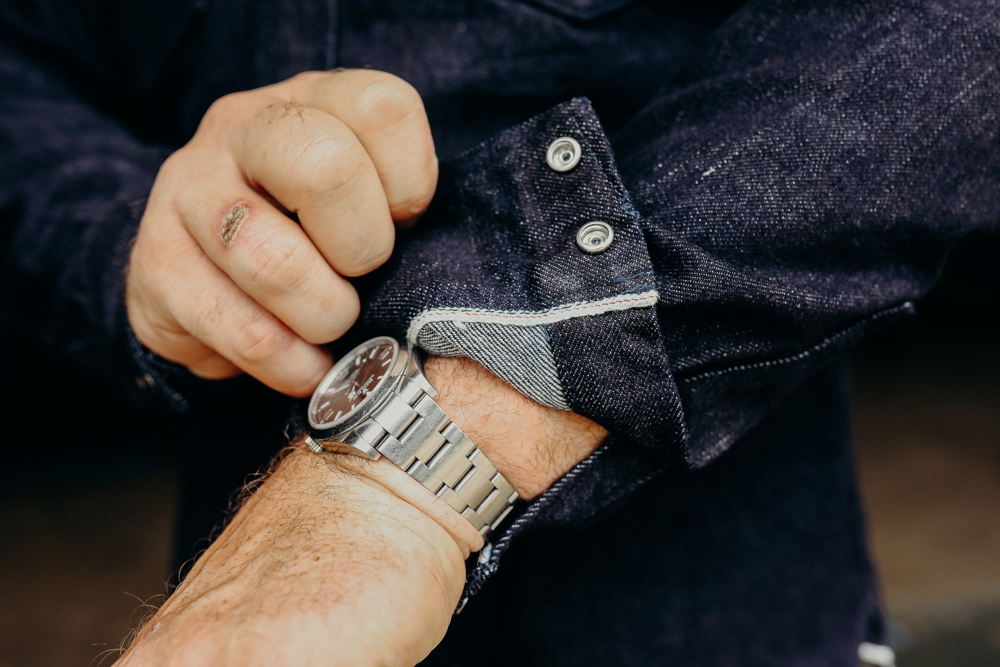 12oz Selvedge Denim Western Shirt With Tonal Stitching - Indigo