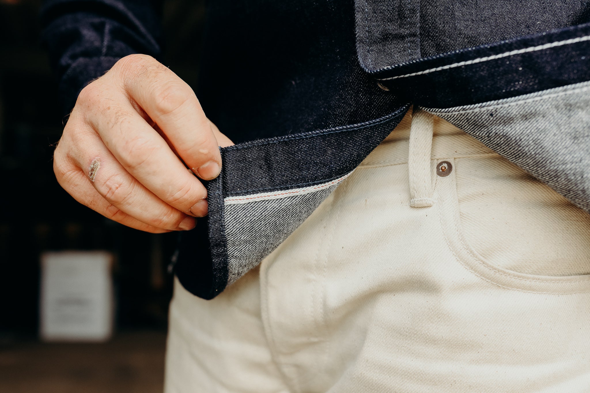 12oz Selvedge Denim Western Shirt With Tonal Stitching - Indigo