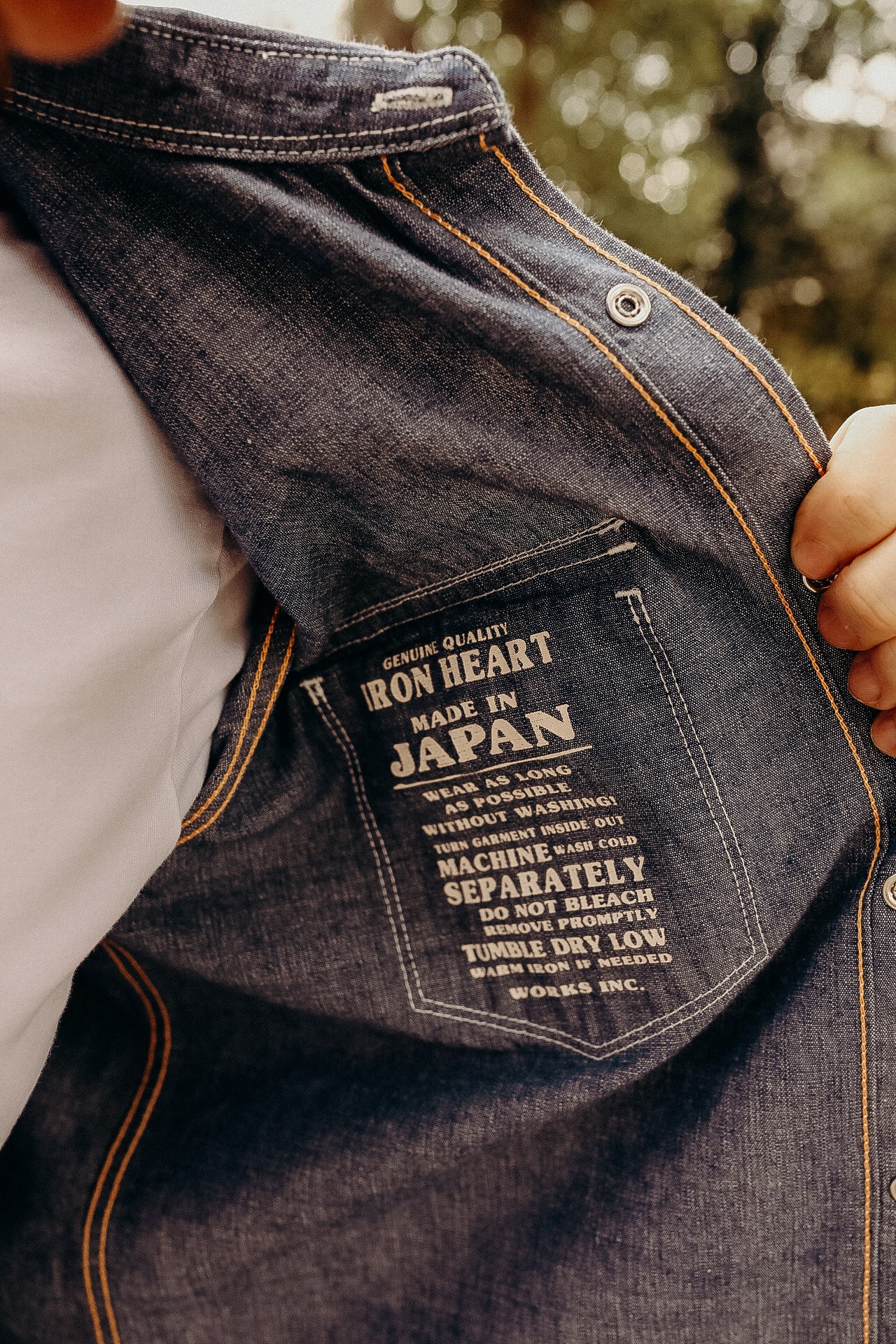 10oz Selvedge Chambray Single Yoke Western Shirt - Blue