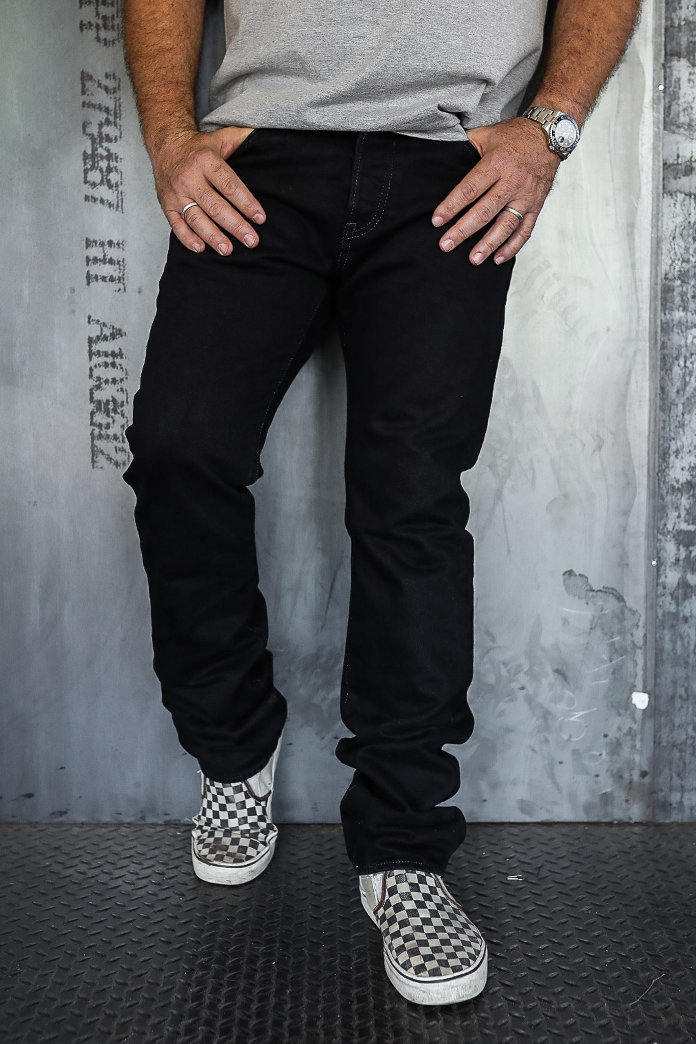 14oz Selvedge Denim Super Slim Jeans 555 - Indigo Overdyed Black
