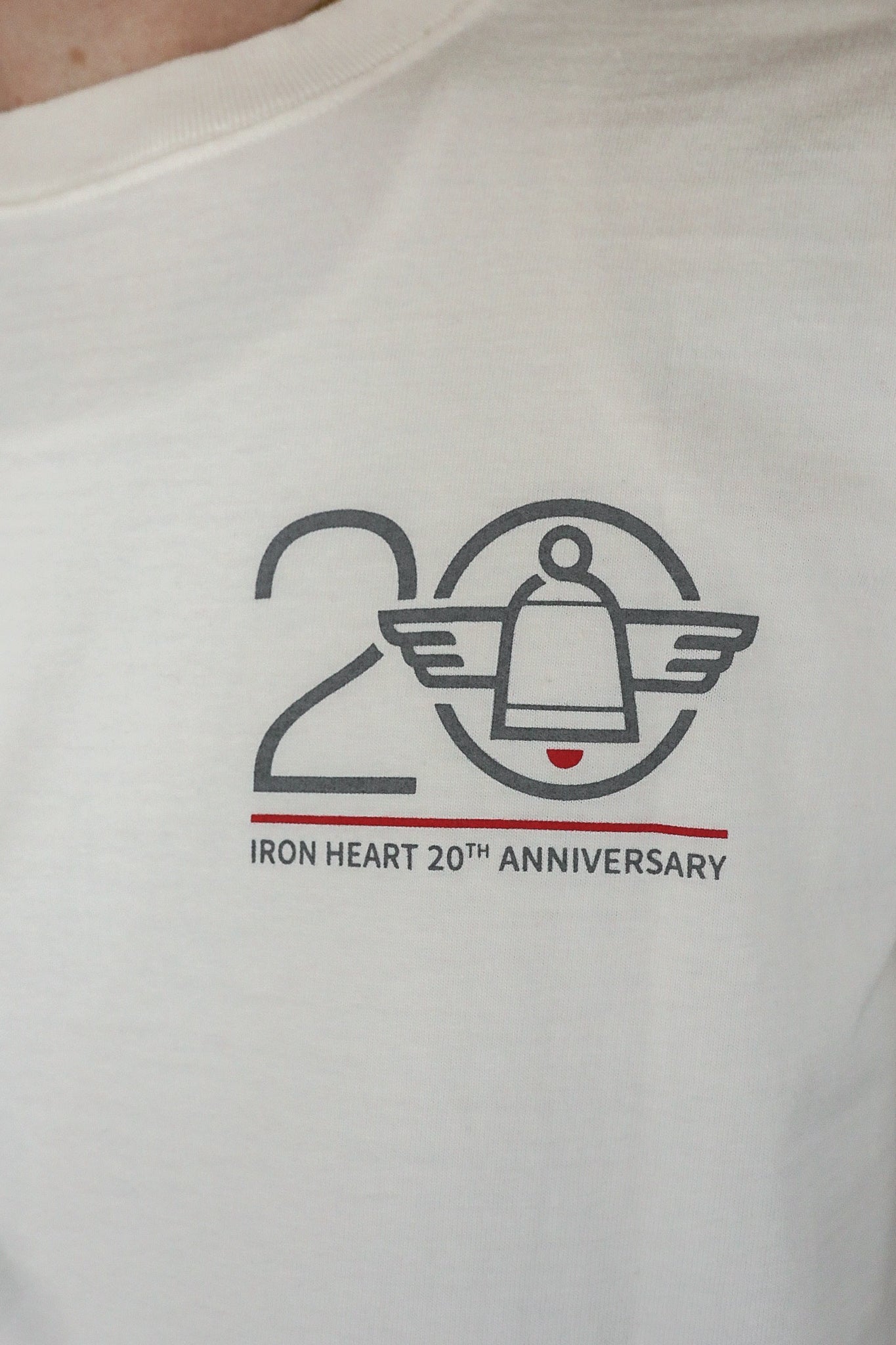 7.5oz Printed &quot;20th Anniversary&quot; Loopwheel Crew Neck T-Shirt - White