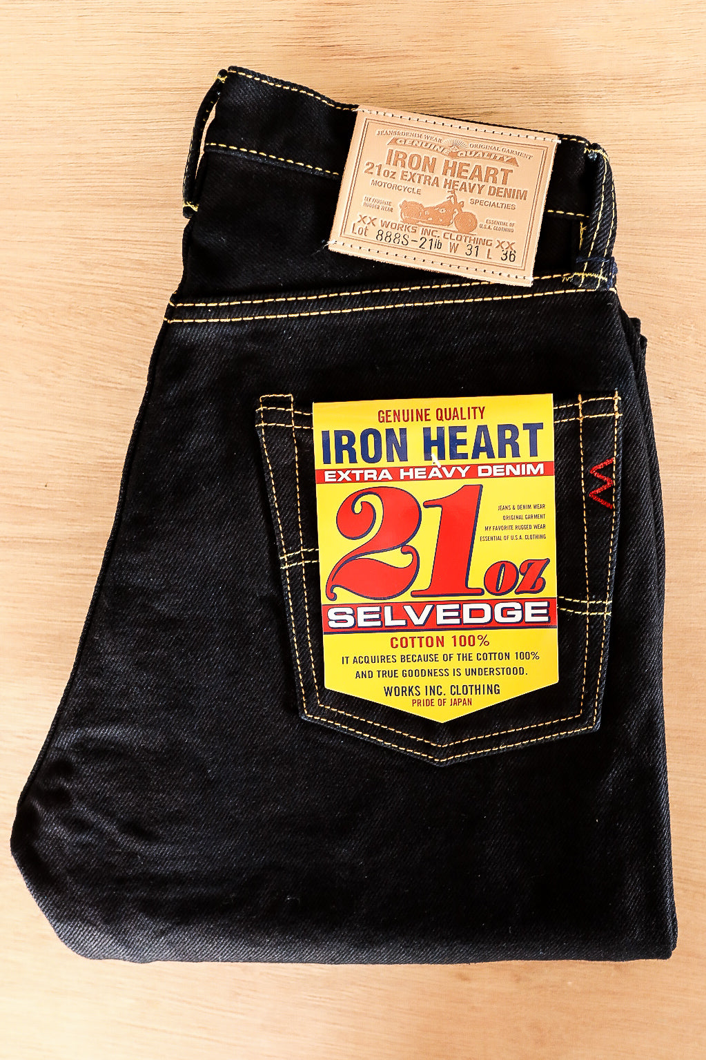 21oz 888 Selvedge Denim Jeans - Indigo/Black
