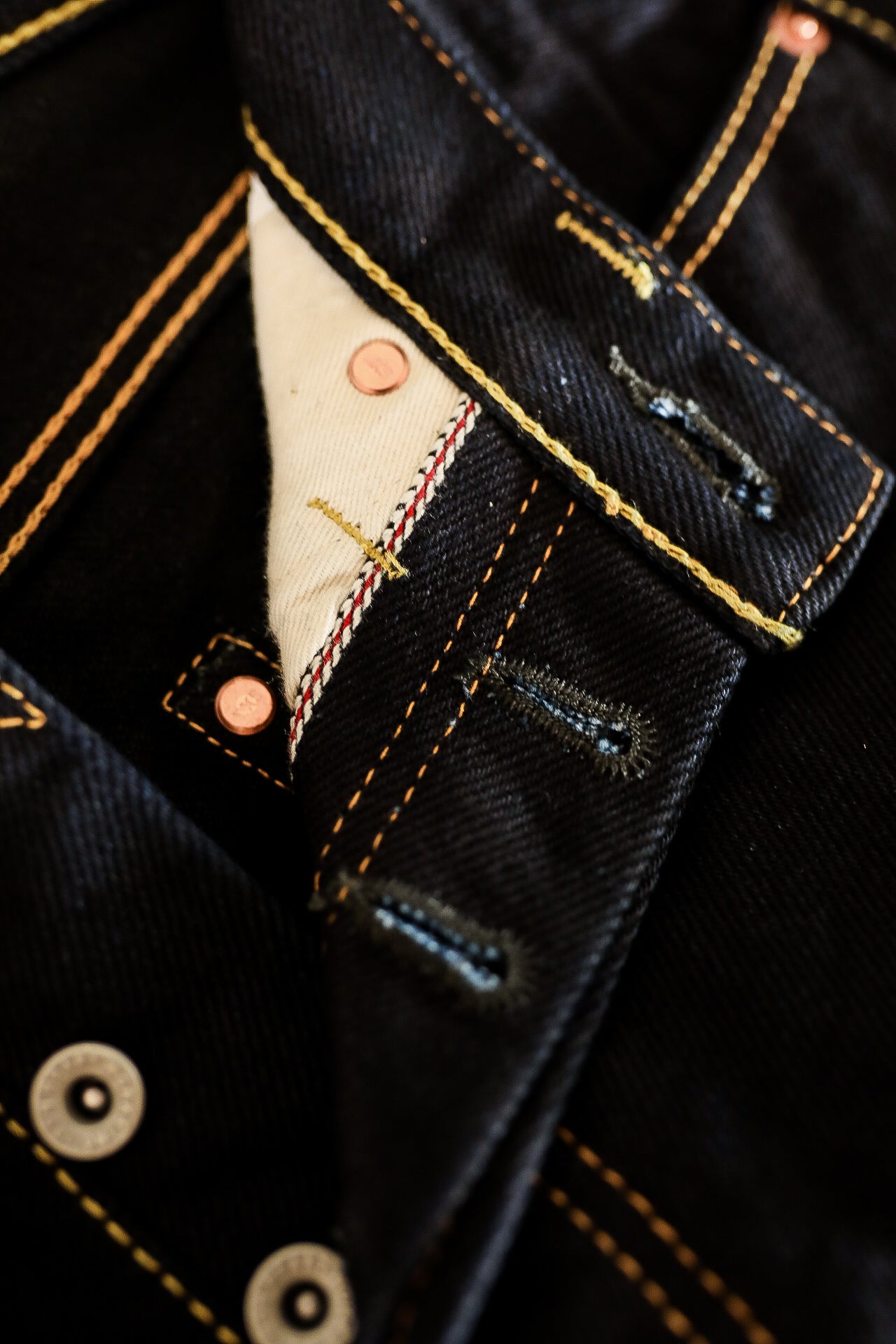 21oz 888 Selvedge Denim Jeans - Indigo/Black