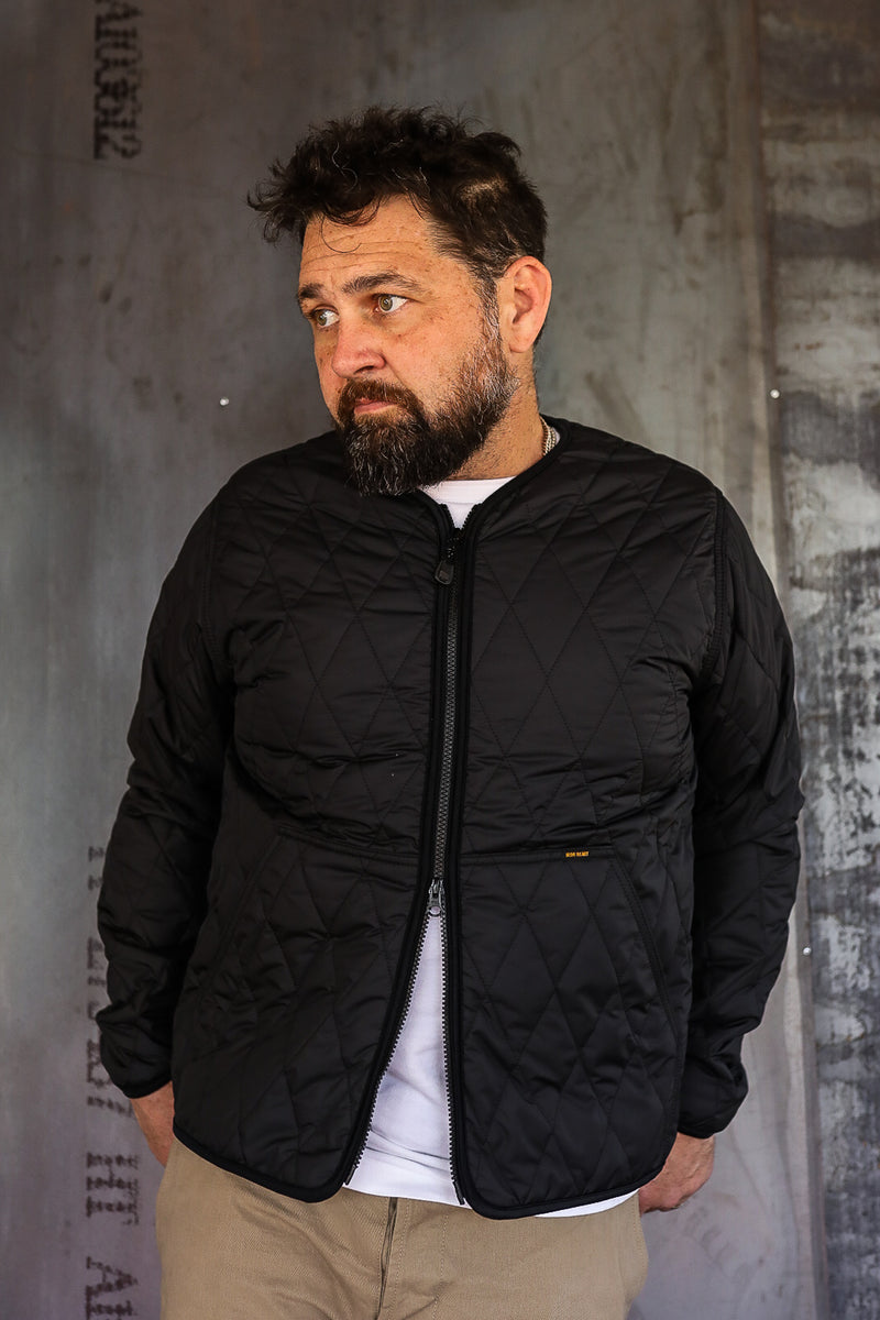Collarless Lightweight Quilted Jacket - Black – Iron Shop Provisions