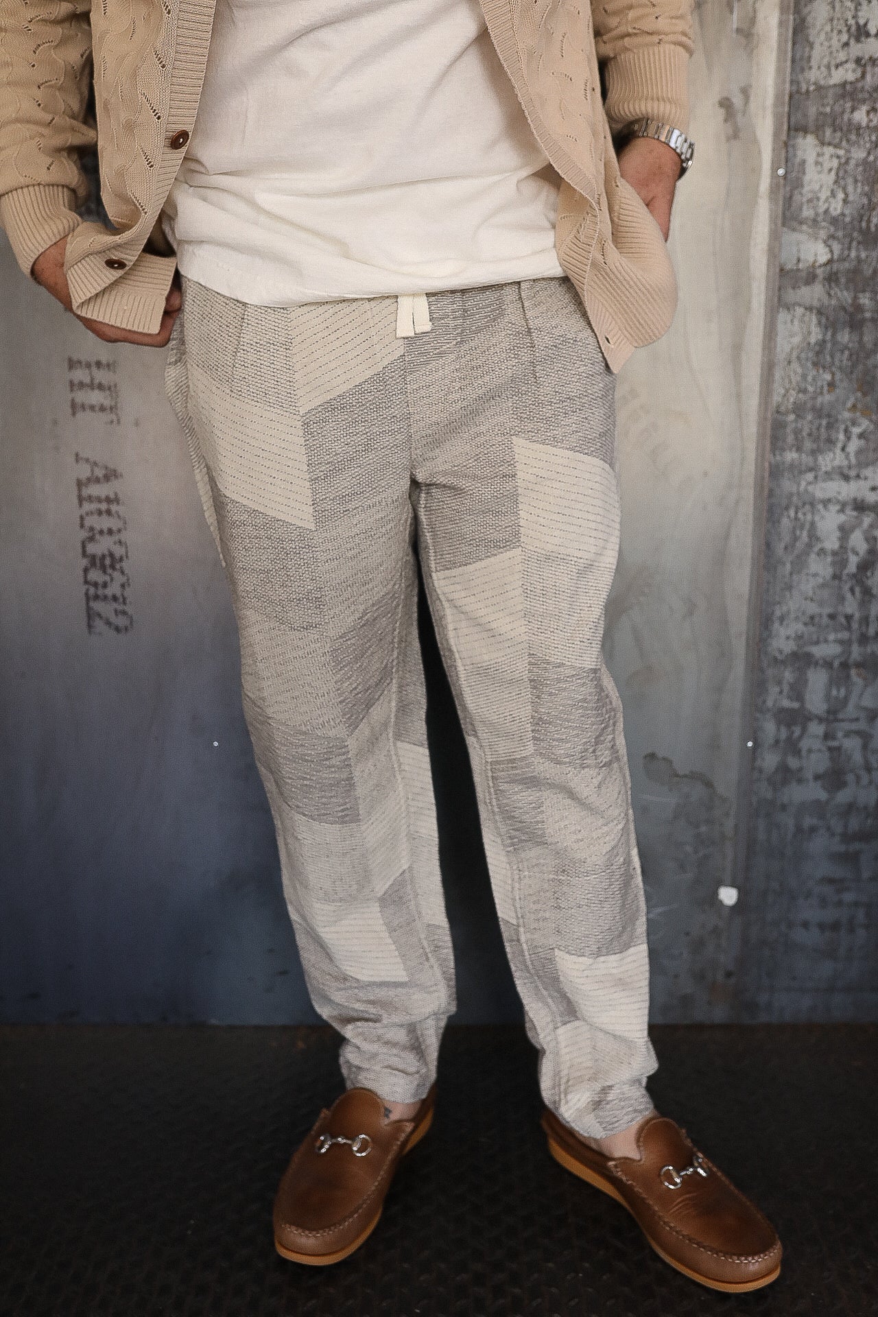 Drawstring Pant - Ash Zig⁠-⁠Zag Jacquard