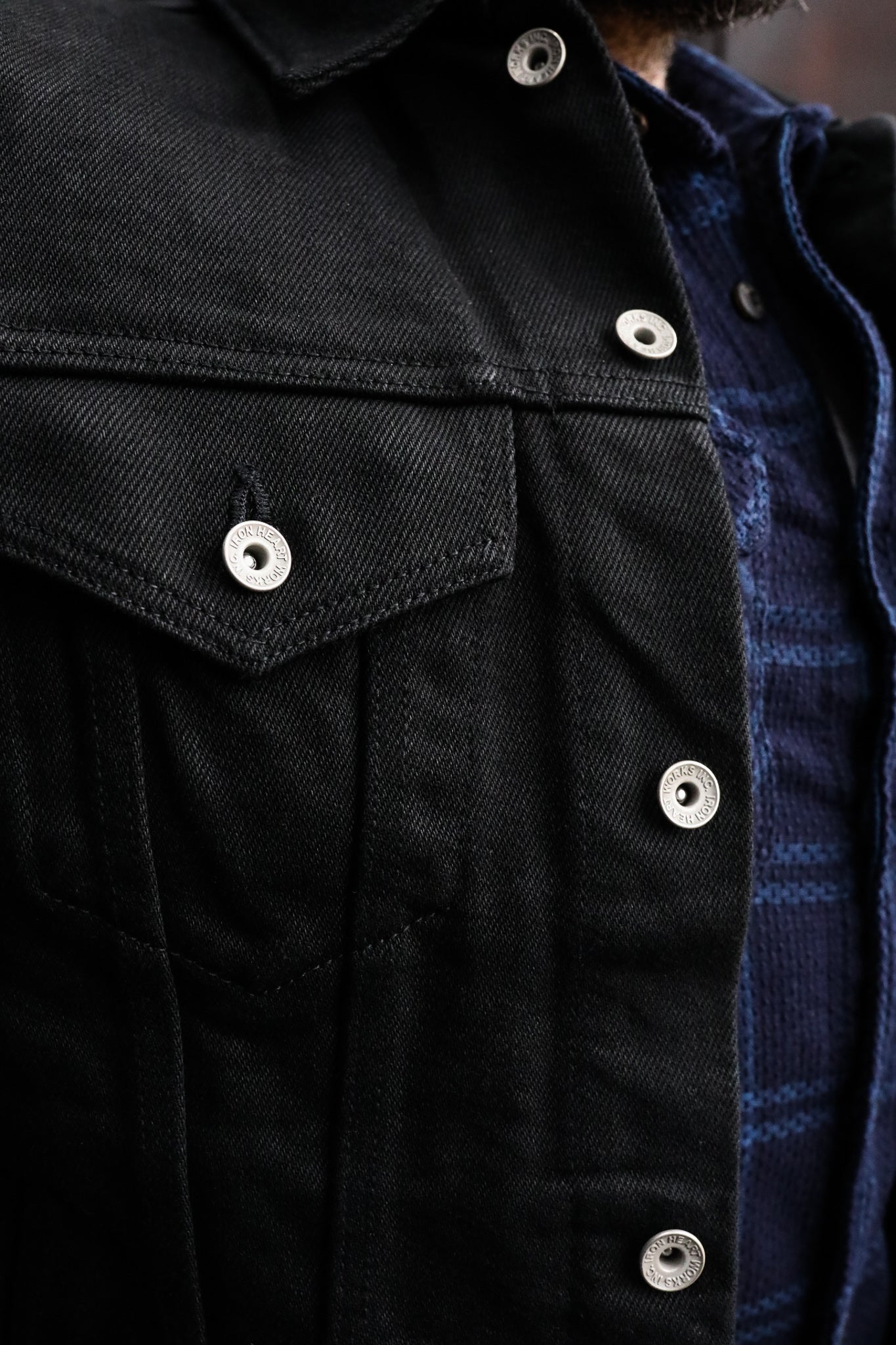 21oz Non-Fade Denim Modified Type III Jacket - Superblack