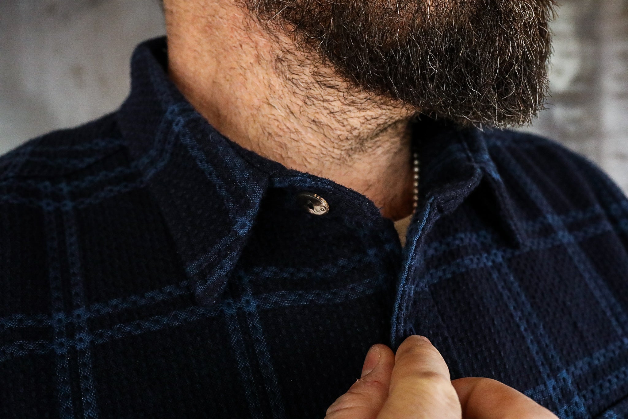 Indigo Sashiko Camp Collar Shirt — Paynter Jacket Co.