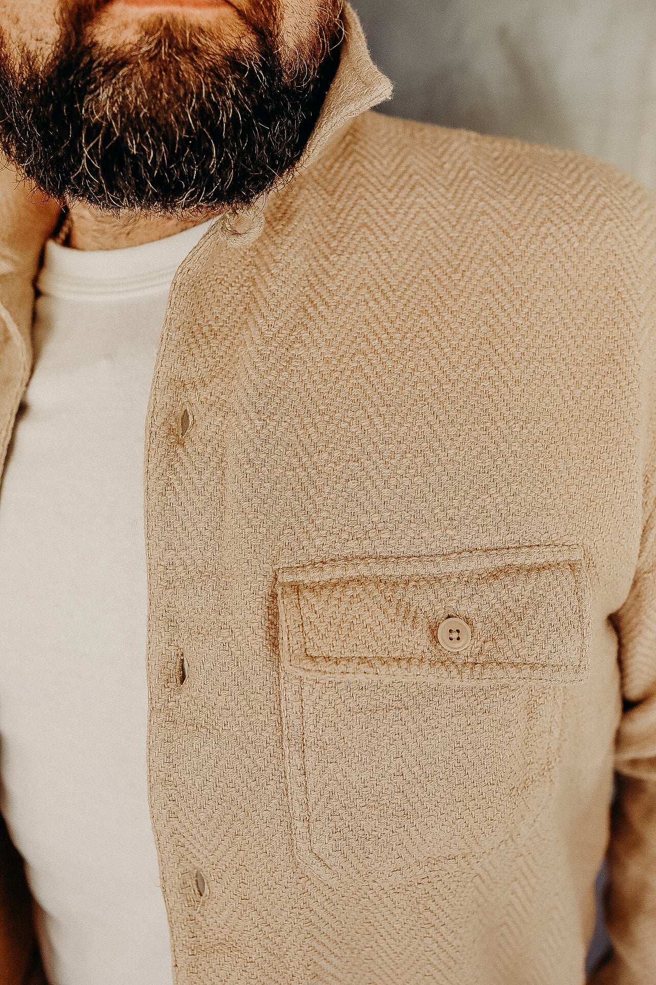 Shop Jacket - Khaki Jacquard
