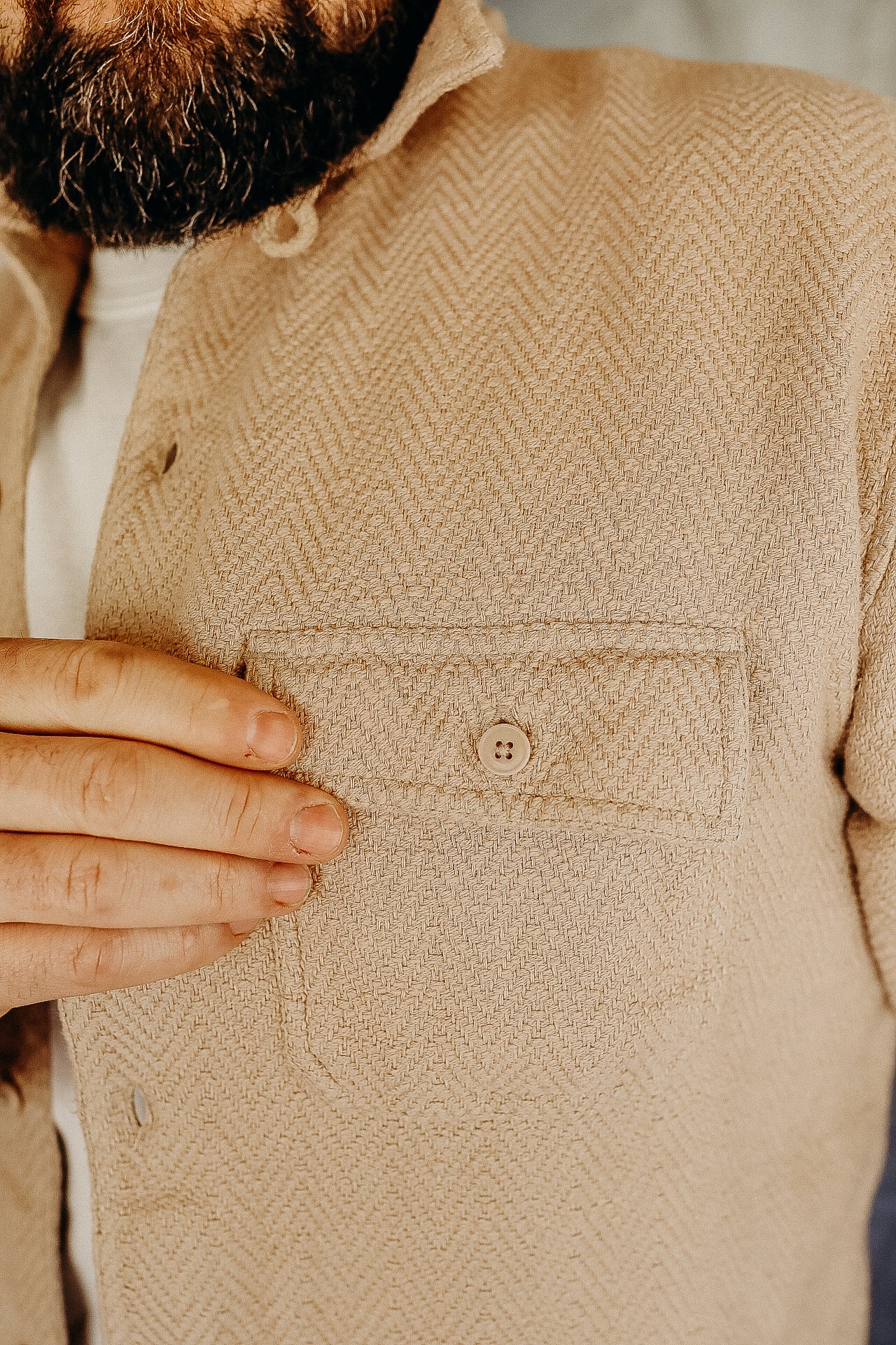 Shop Jacket - Khaki Jacquard