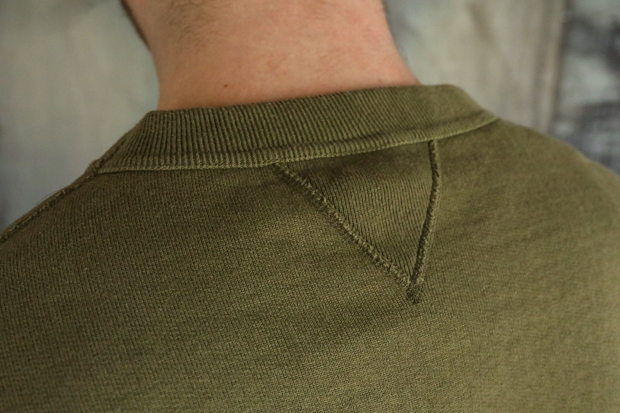 14oz Ultra Heavyweight Loopwheel Cotton Crew Neck Sweat - Olive