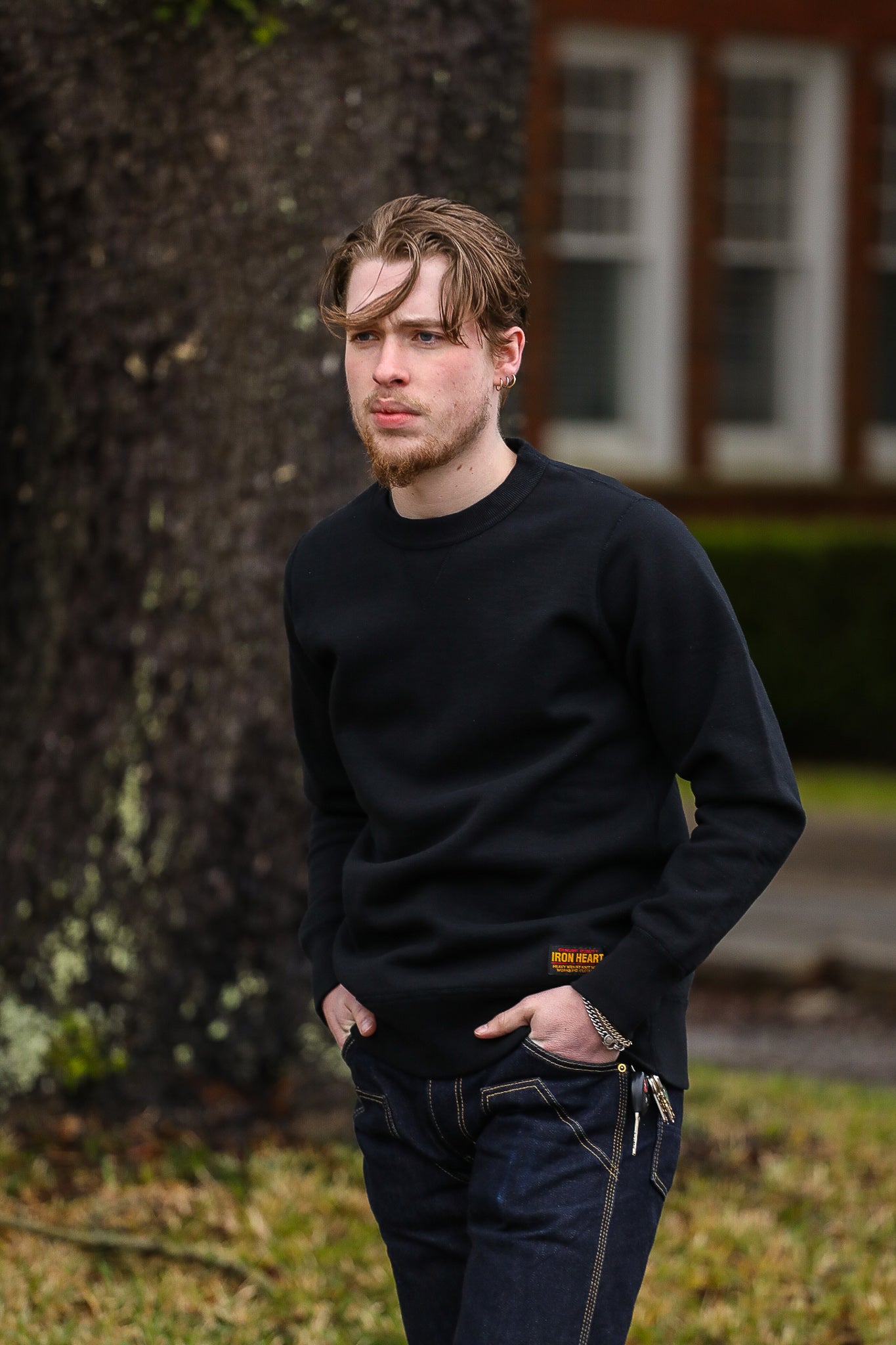 14oz Ultra Heavyweight Loopwheel Cotton Crew Neck Sweat - Black