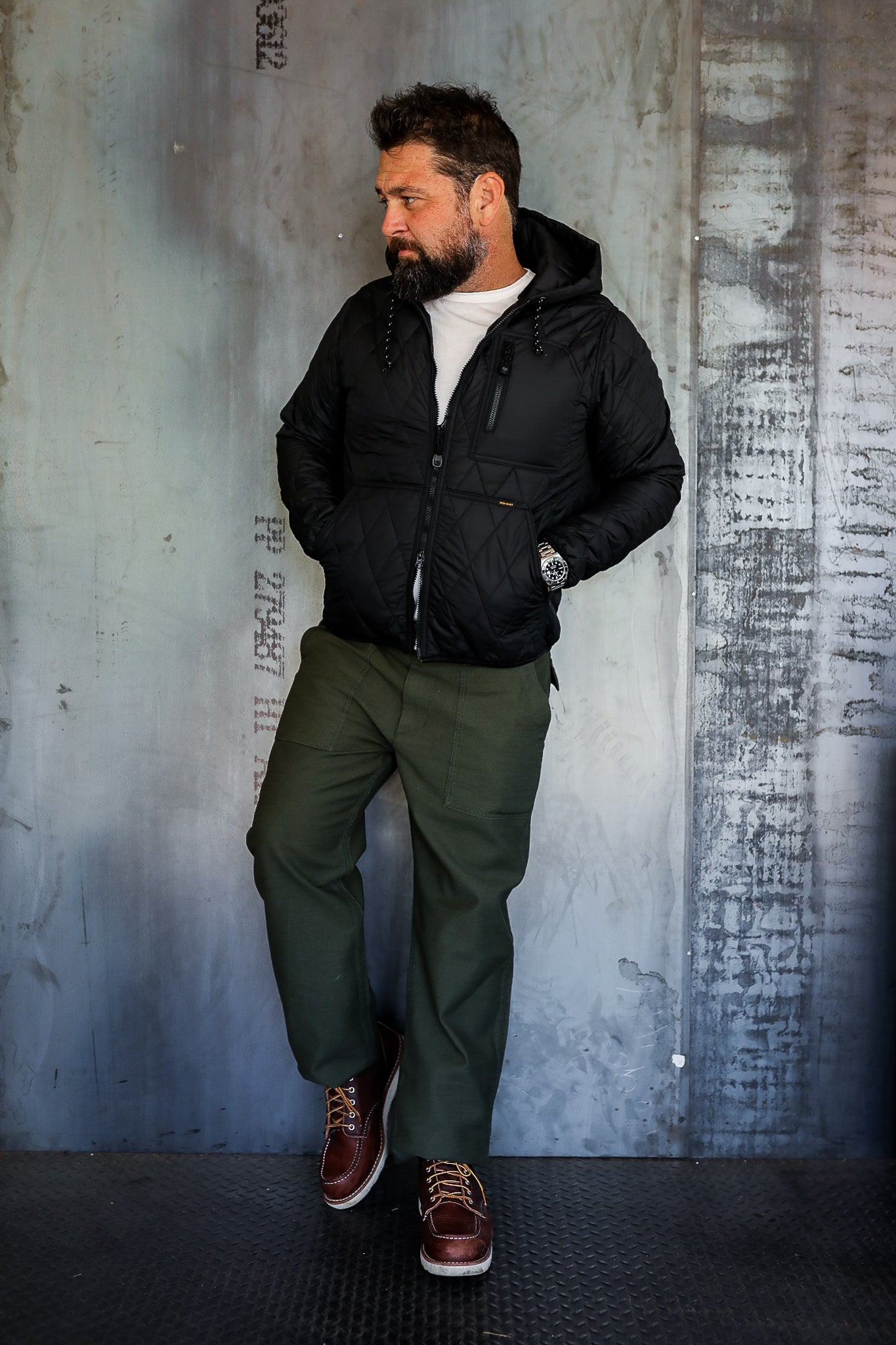 Iron Heart Quilted Light Parka - Black