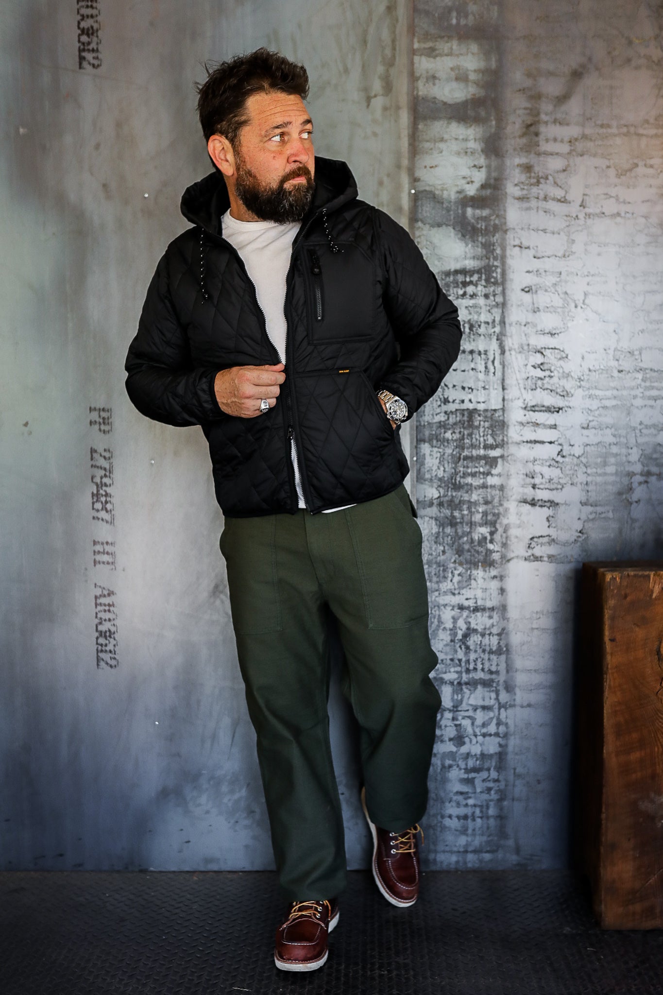 Iron Heart Quilted Light Parka - Black