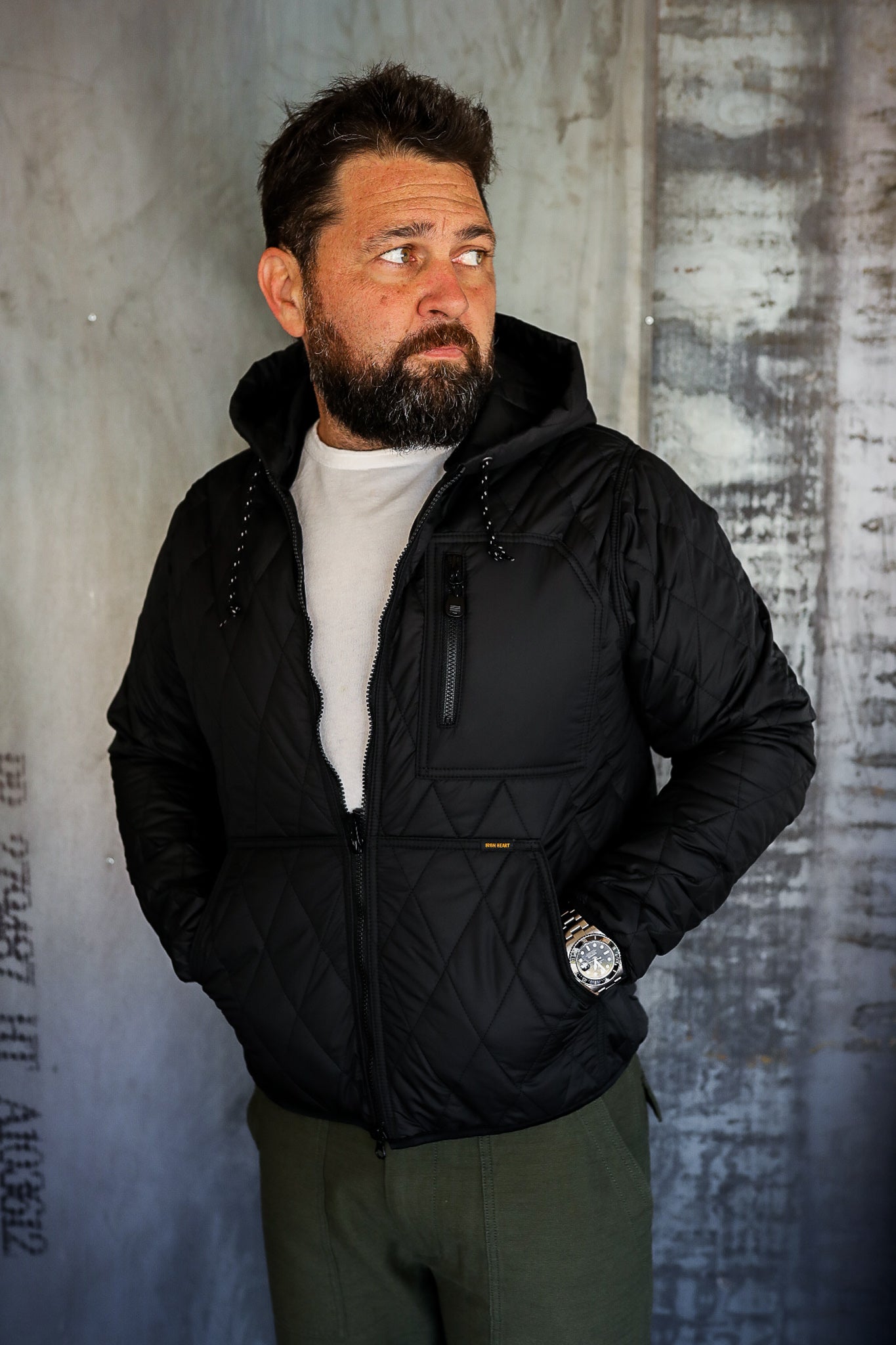 Iron Heart Quilted Light Parka - Black