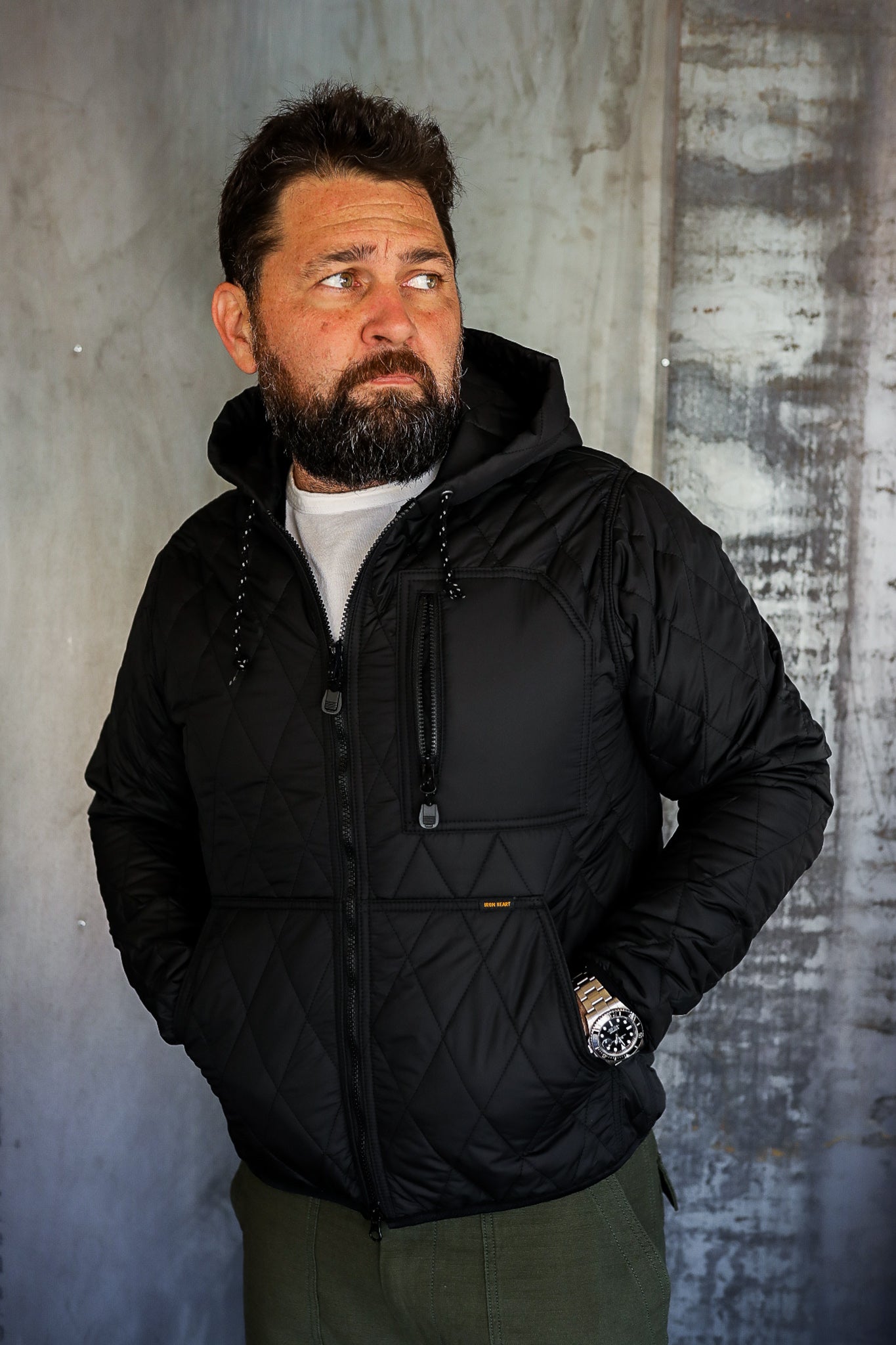 Iron Heart Quilted Light Parka - Black