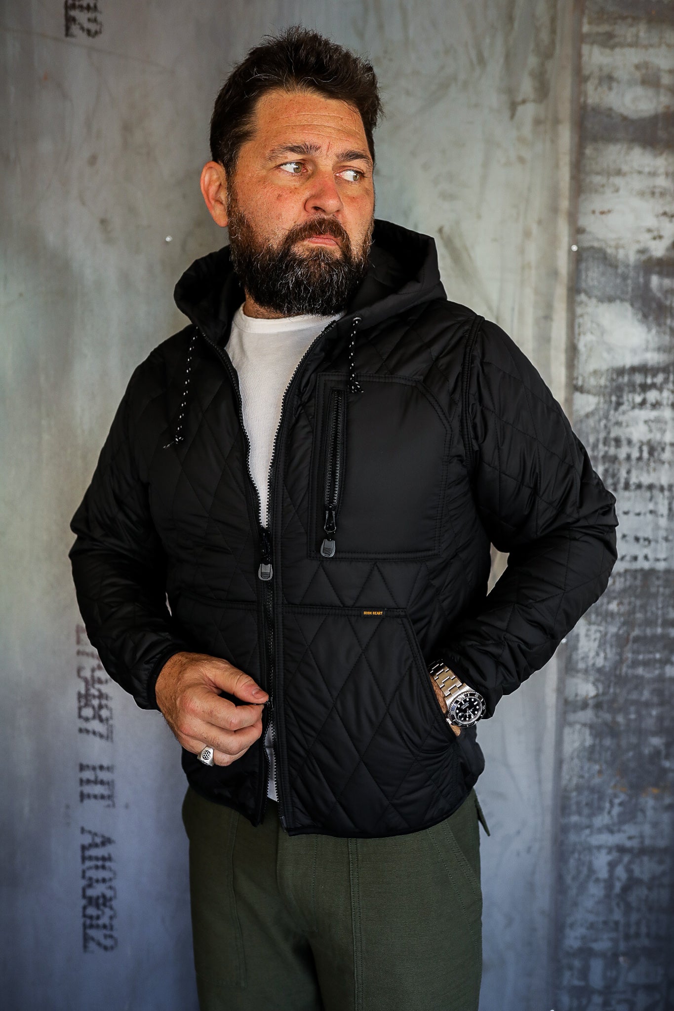 Iron Heart Quilted Light Parka - Black