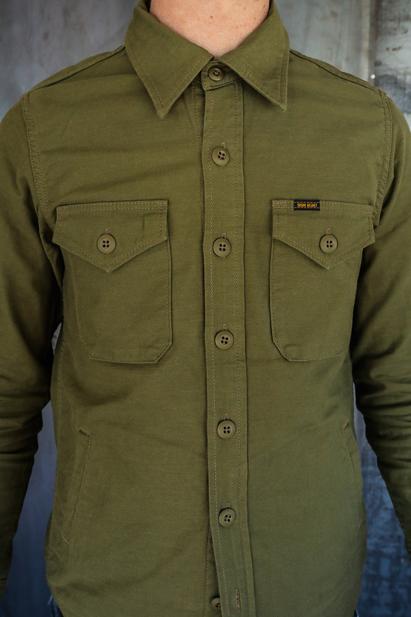 7oz Back Satin Military CPO Shirt - Green – Iron Shop Provisions