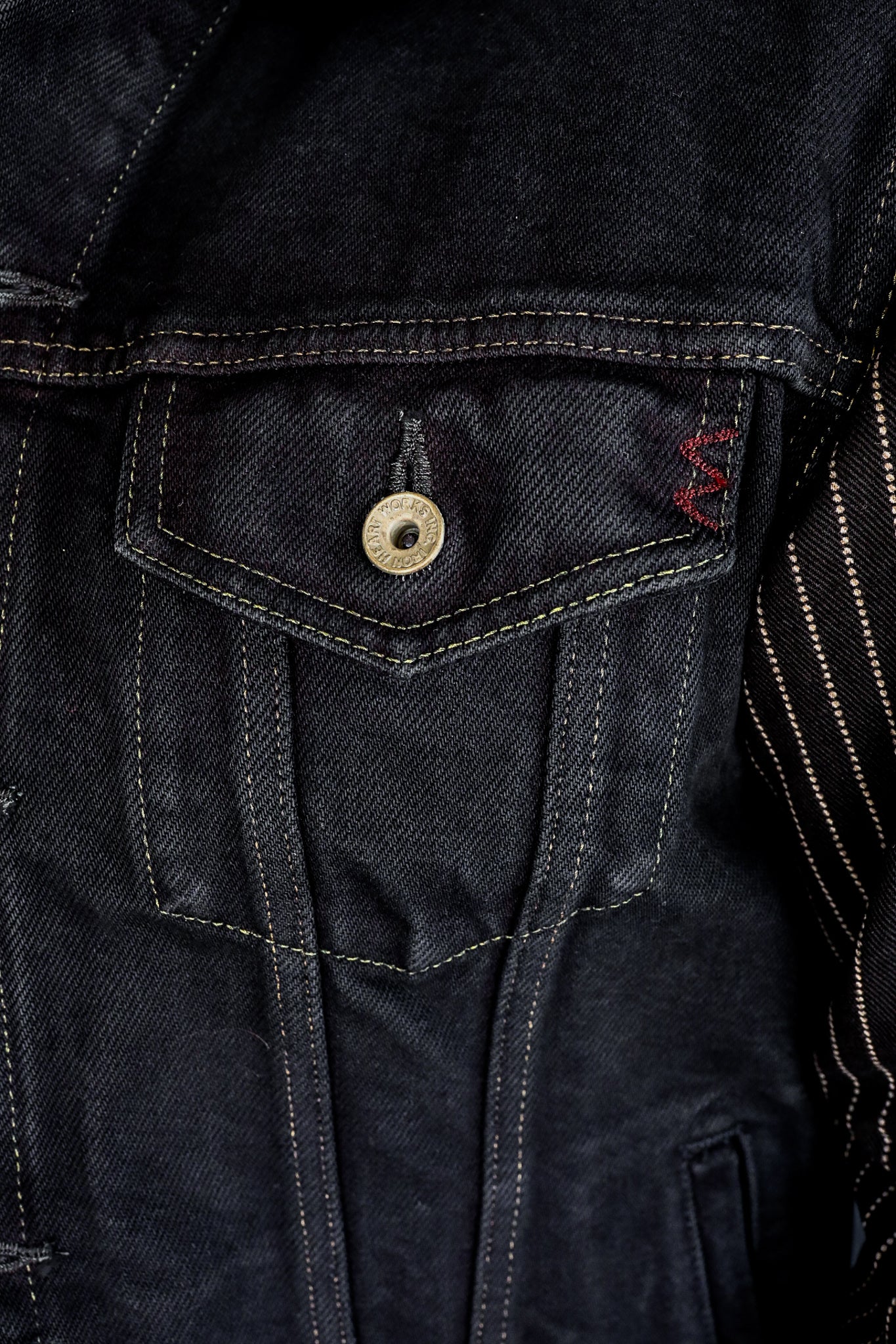 21oz Selvedge Denim Modified Type III Vest - Indigo Overdyed Black