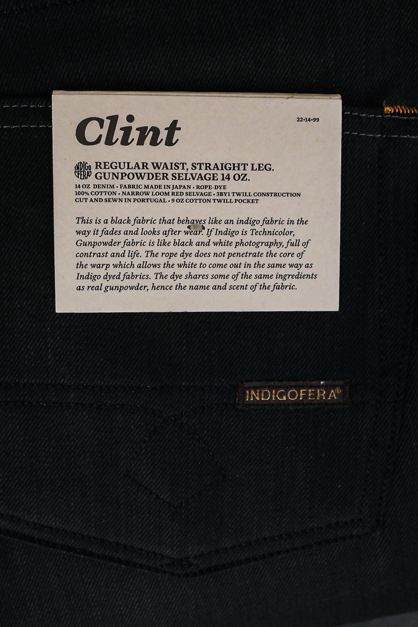 CLINT SLIM STRAIGHT FIT - MEDIUM RISE BLACK GUNPOWDER 14OZ DENIM