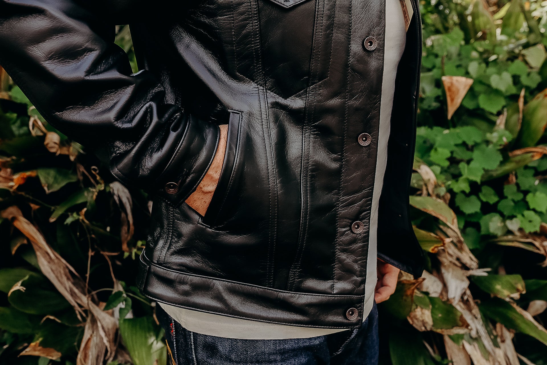 Japanese horsehide Modified Type III Jacket - Black (Tea-Core Dyed)