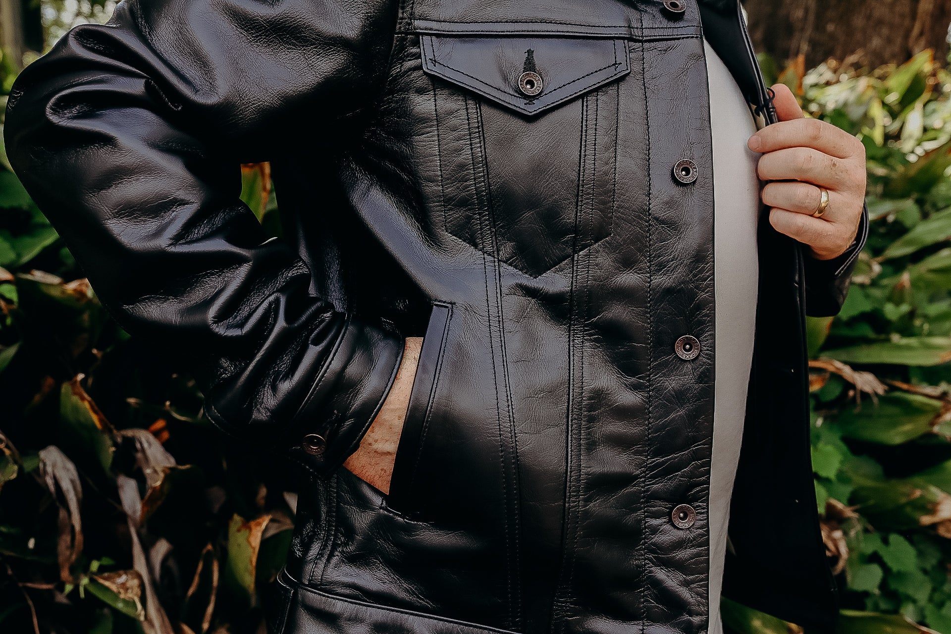 Japanese horsehide Modified Type III Jacket - Black (Tea-Core Dyed)