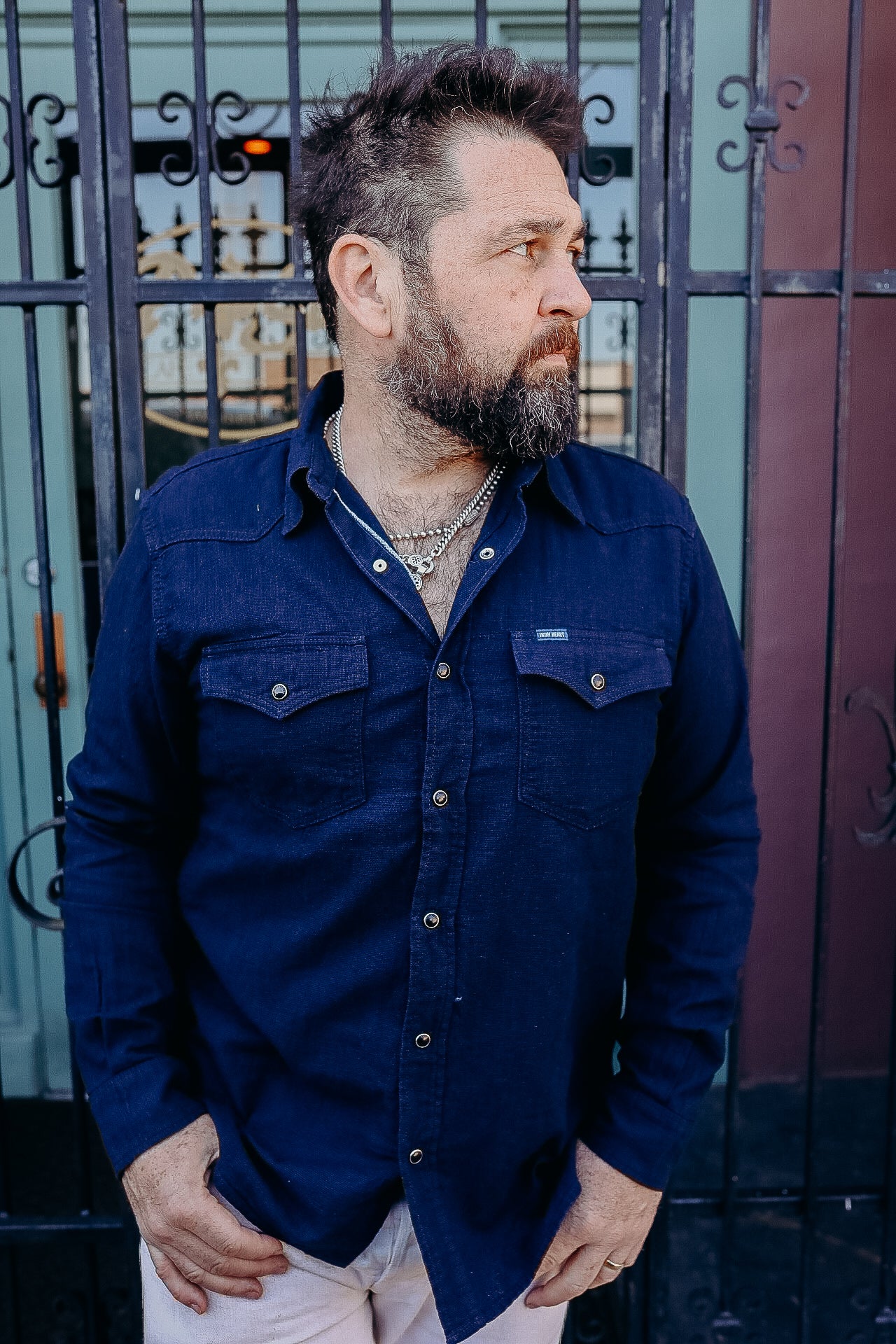 5oz Dobby Cloth Western Shirt - Indigo