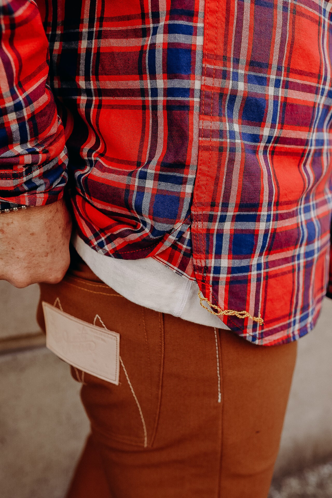 5oz Selvedge Madras Check Work Shirt - Red