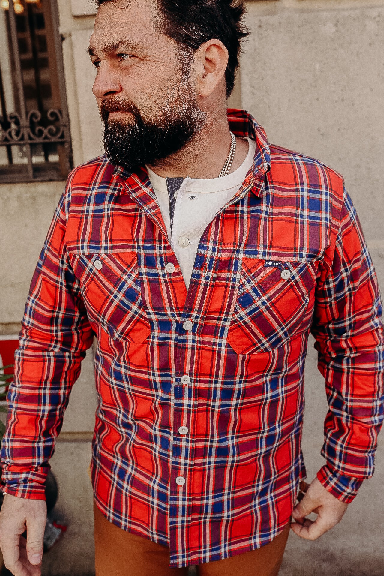 5oz Selvedge Madras Check Work Shirt - Red