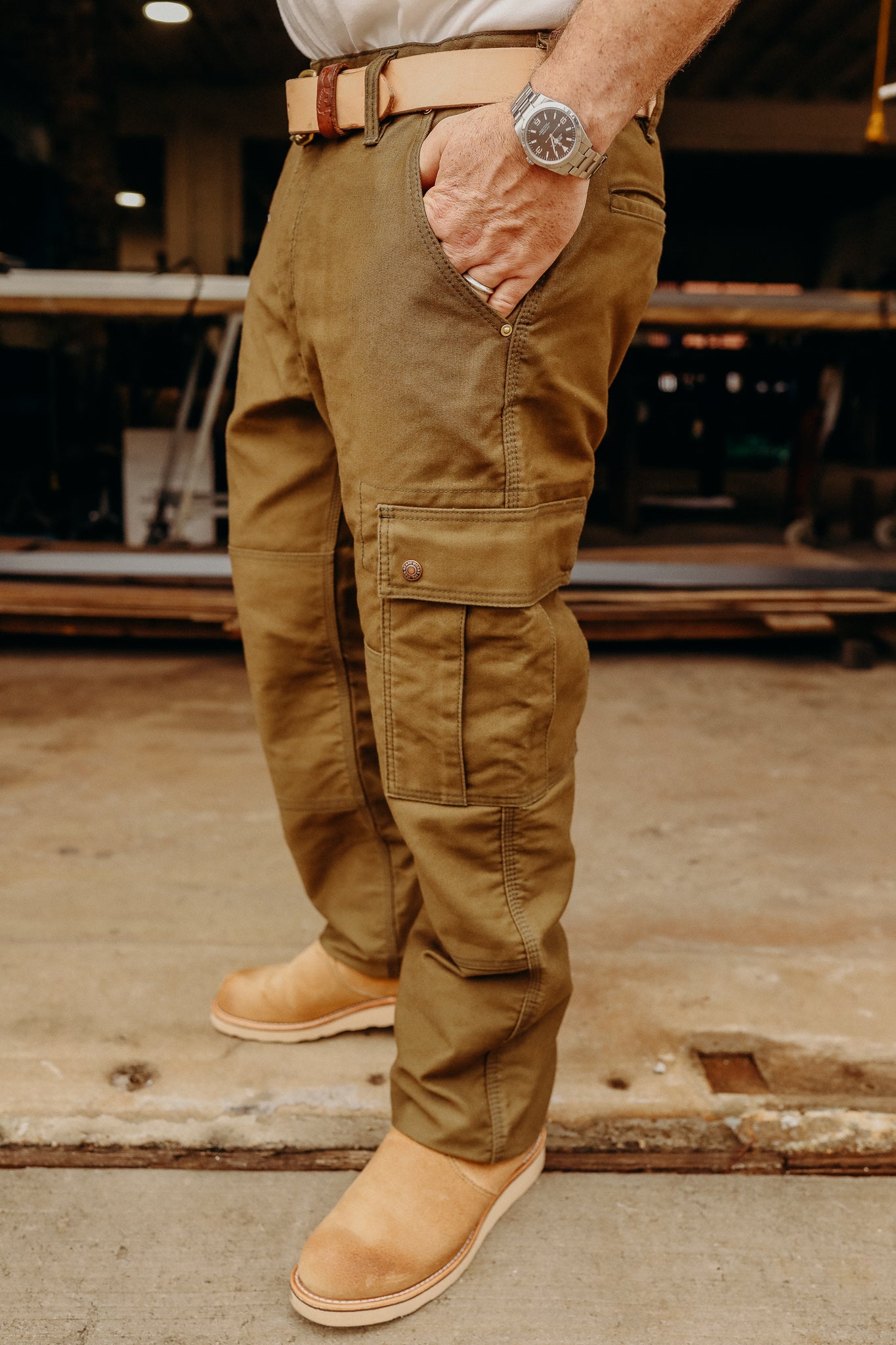 Iron heart 11oz Cotton Whipcord Cargo Pants - Olive