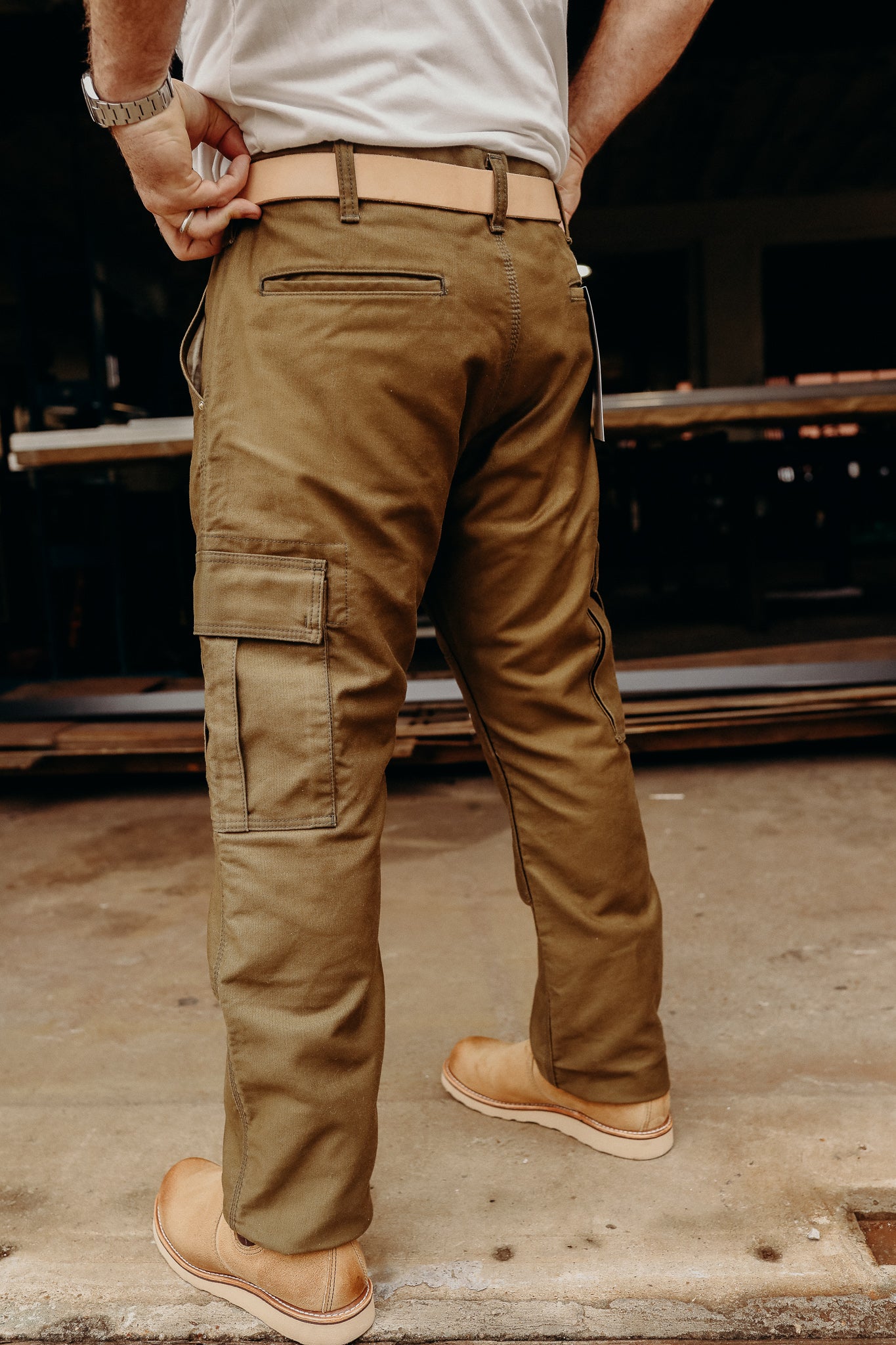Iron heart 11oz Cotton Whipcord Cargo Pants - Olive
