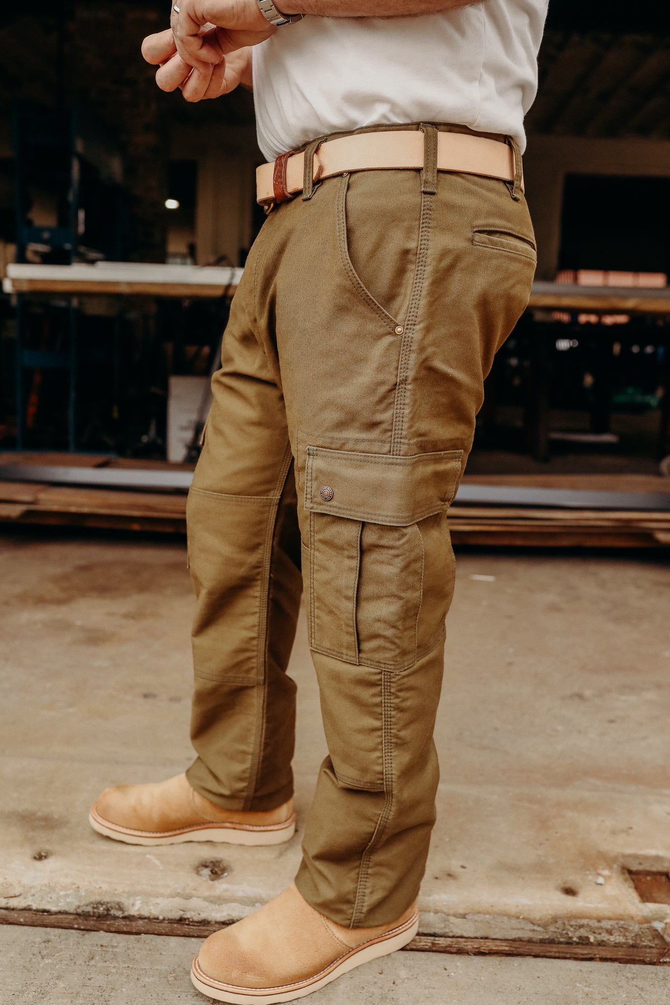 Iron heart 11oz Cotton Whipcord Cargo Pants - Olive
