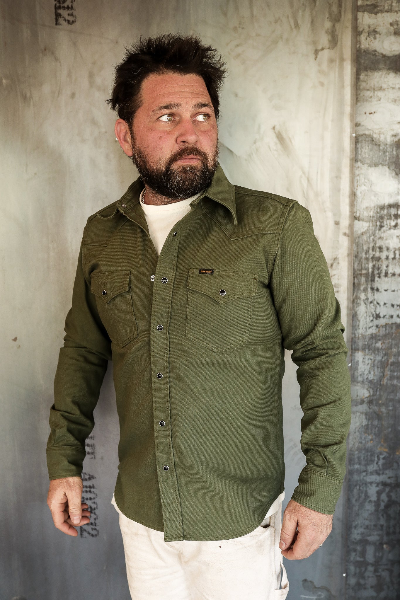 13oz Military Serge Western Shirt - Olive