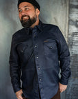 Hawley Leather Shirt - Navy