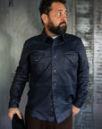 Hawley Leather Shirt - Navy