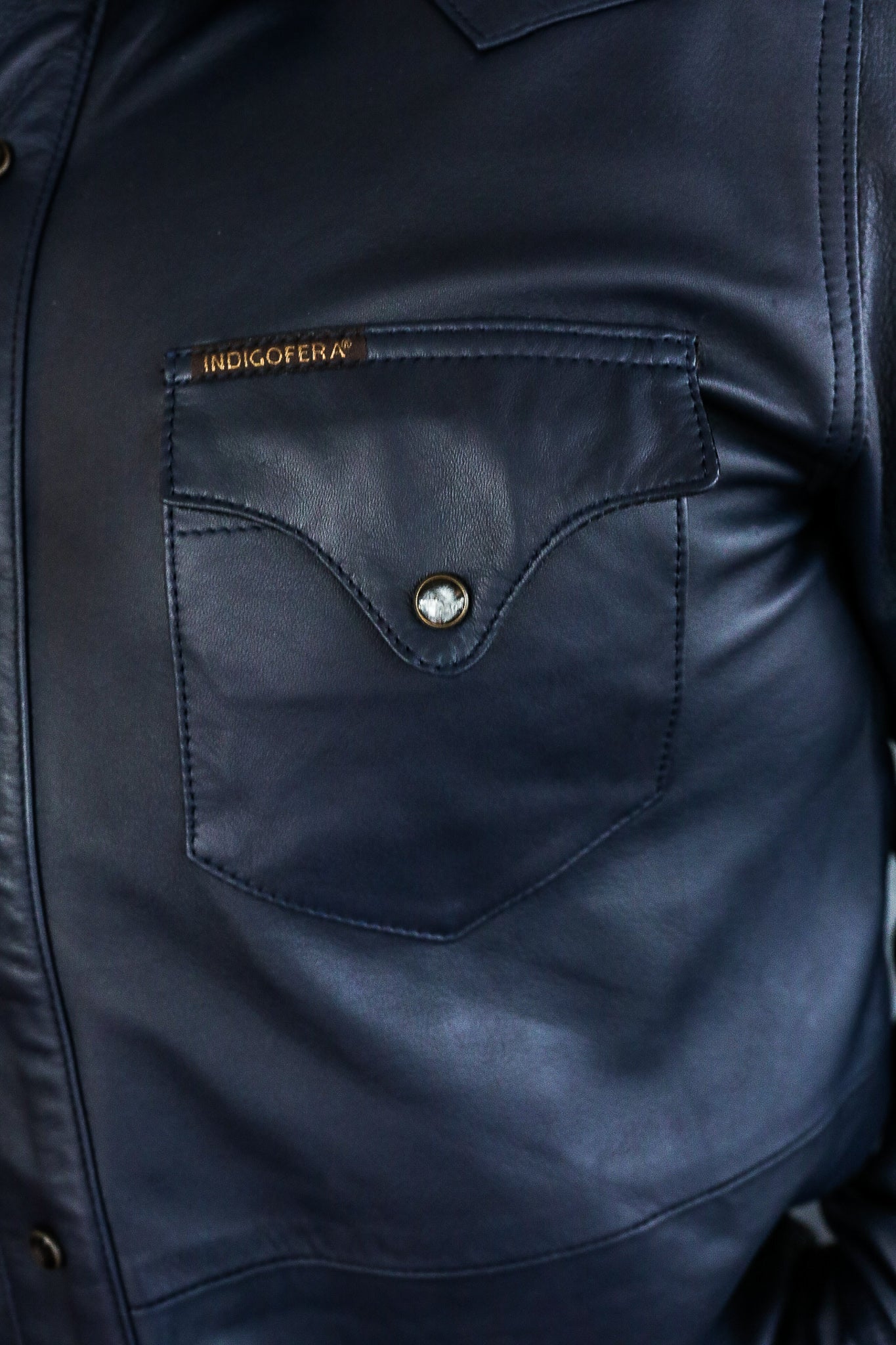 Hawley Leather Shirt - Navy